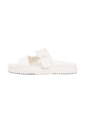 DOUBLE STRAP ENAMEL FLAG LIGHTWEIGHT SANDALS - Sandals - soft cream