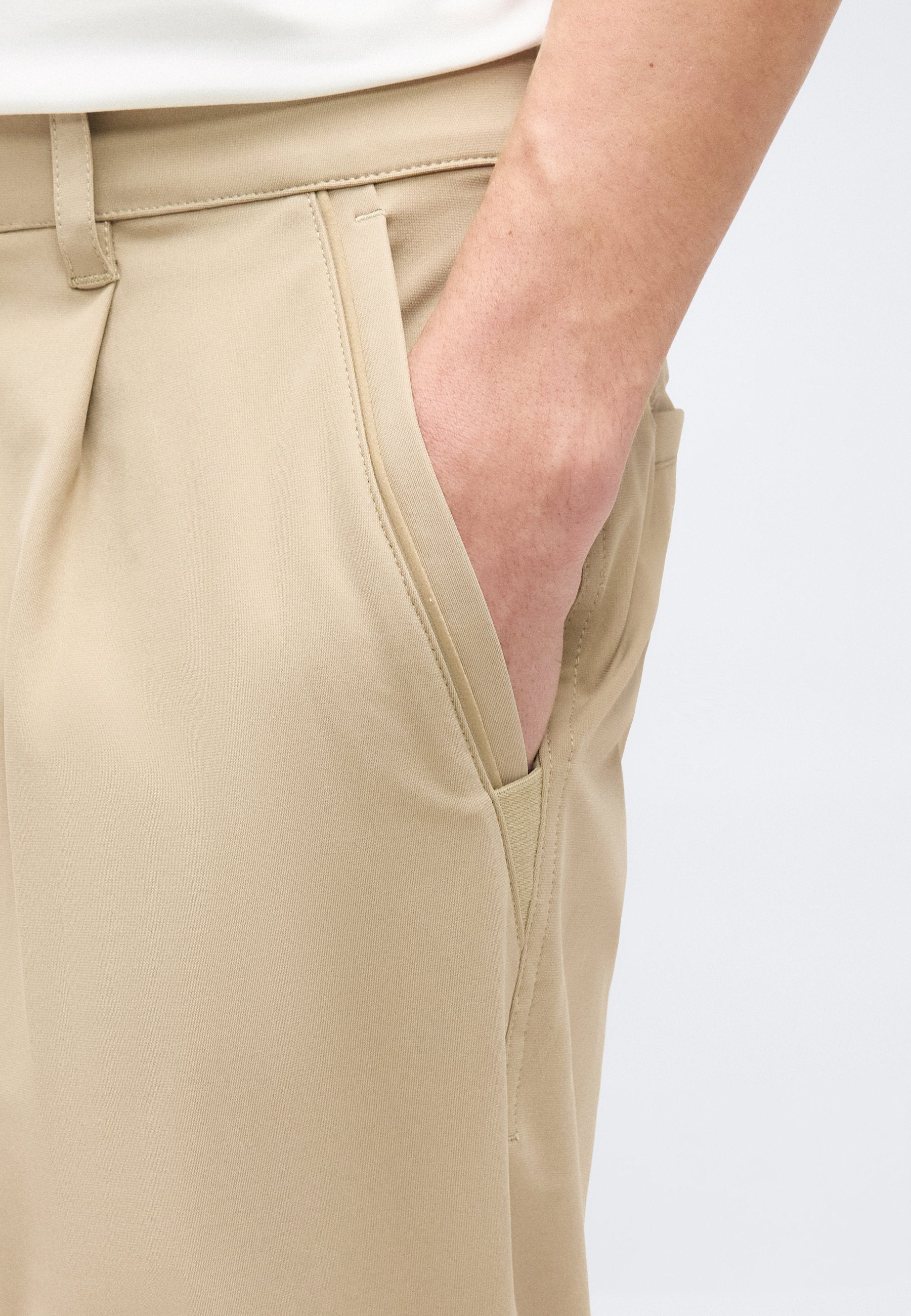 PAR SLIM - Trousers - limestone/black