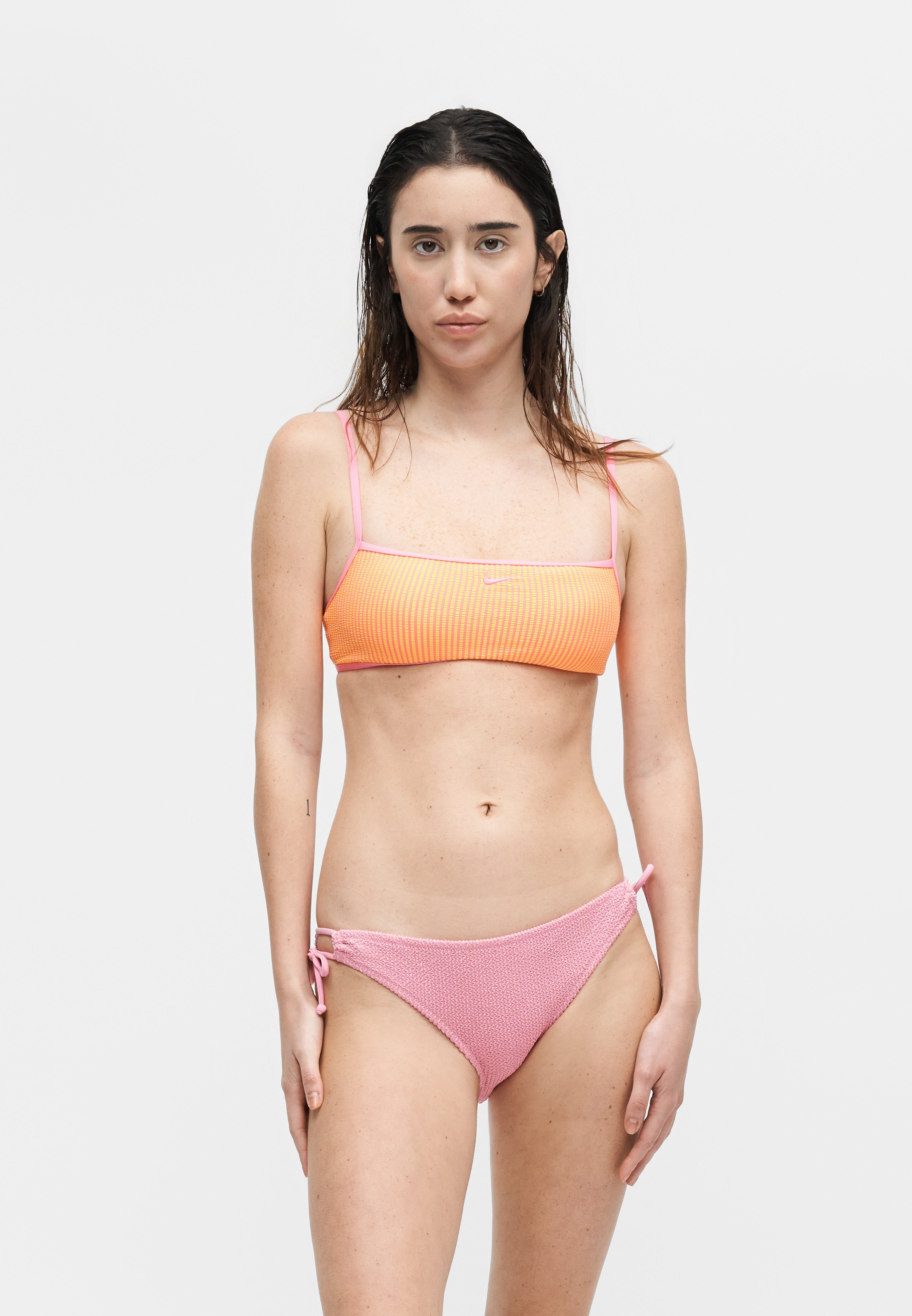 HAUT DE BIKINI COL CARRÉ À TEXTURE ONDULÉE - Pink glow