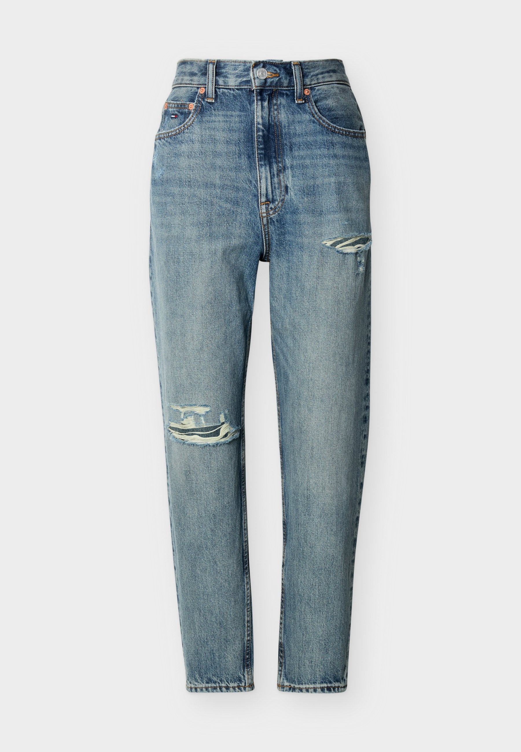 DISTRESSED ULTRA HIGH TAPERED LEG MOM JEANS - Mom Jeans - denim light