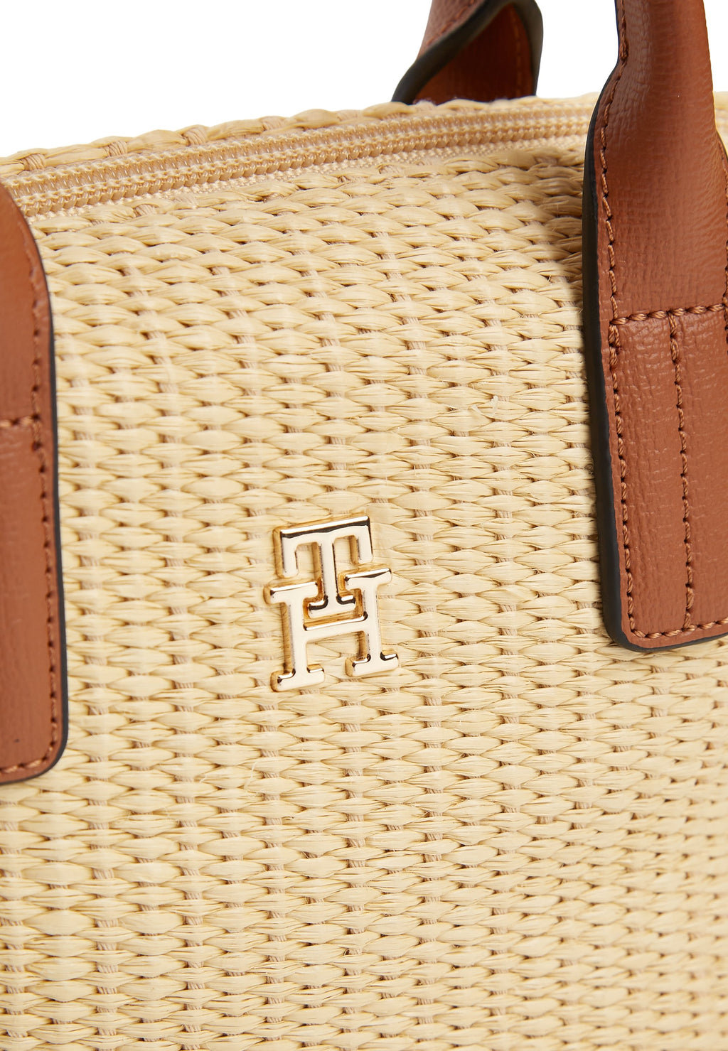 SAC FOURRE-TOUT À BANDouliÈRE EN RAFFIA MONOGRAMMÉ TH - Sac à main - raphia naturel