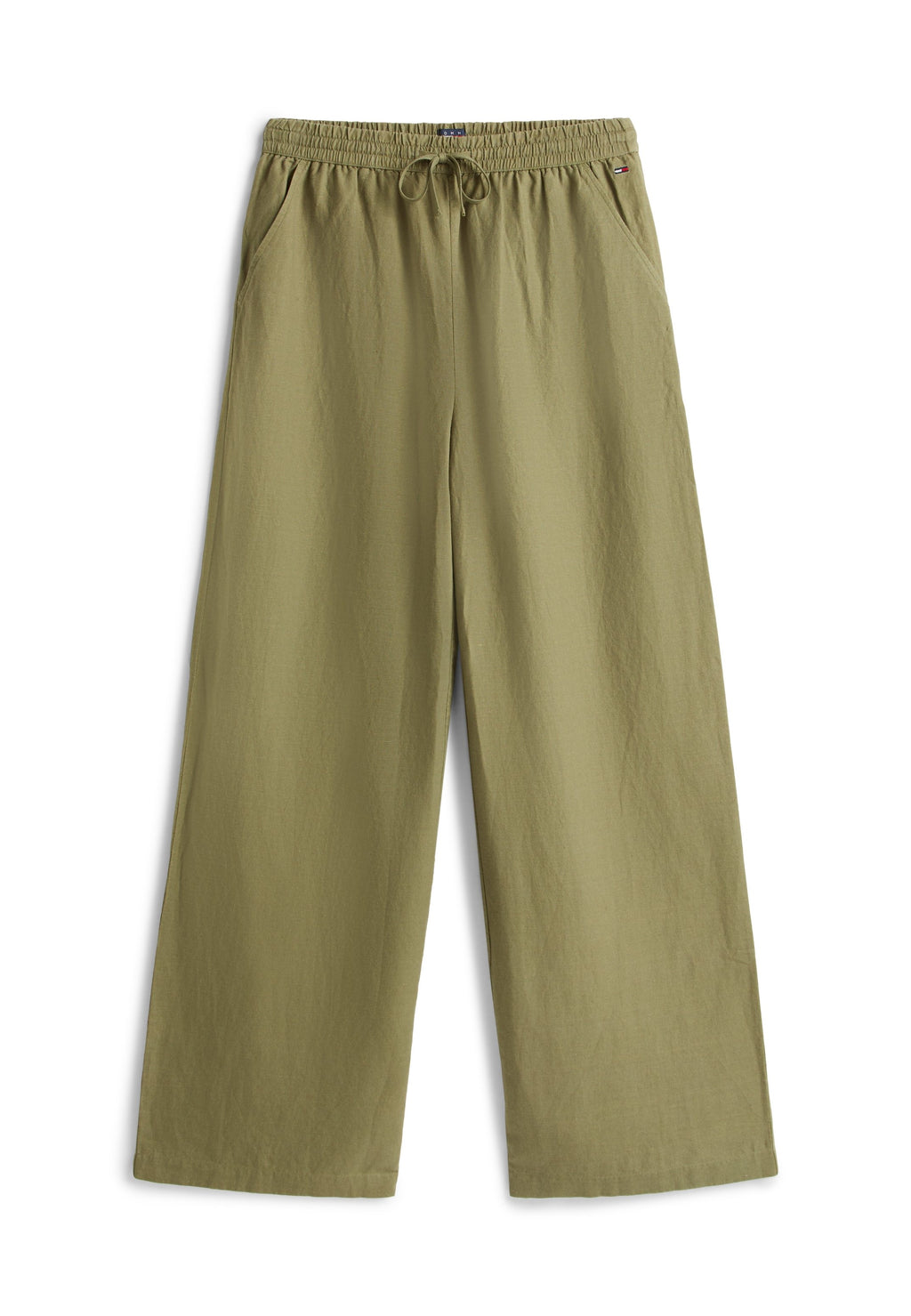LOOSE LINEN BLEND DRAWSTRING TROUSERS - Trousers - bay leaf