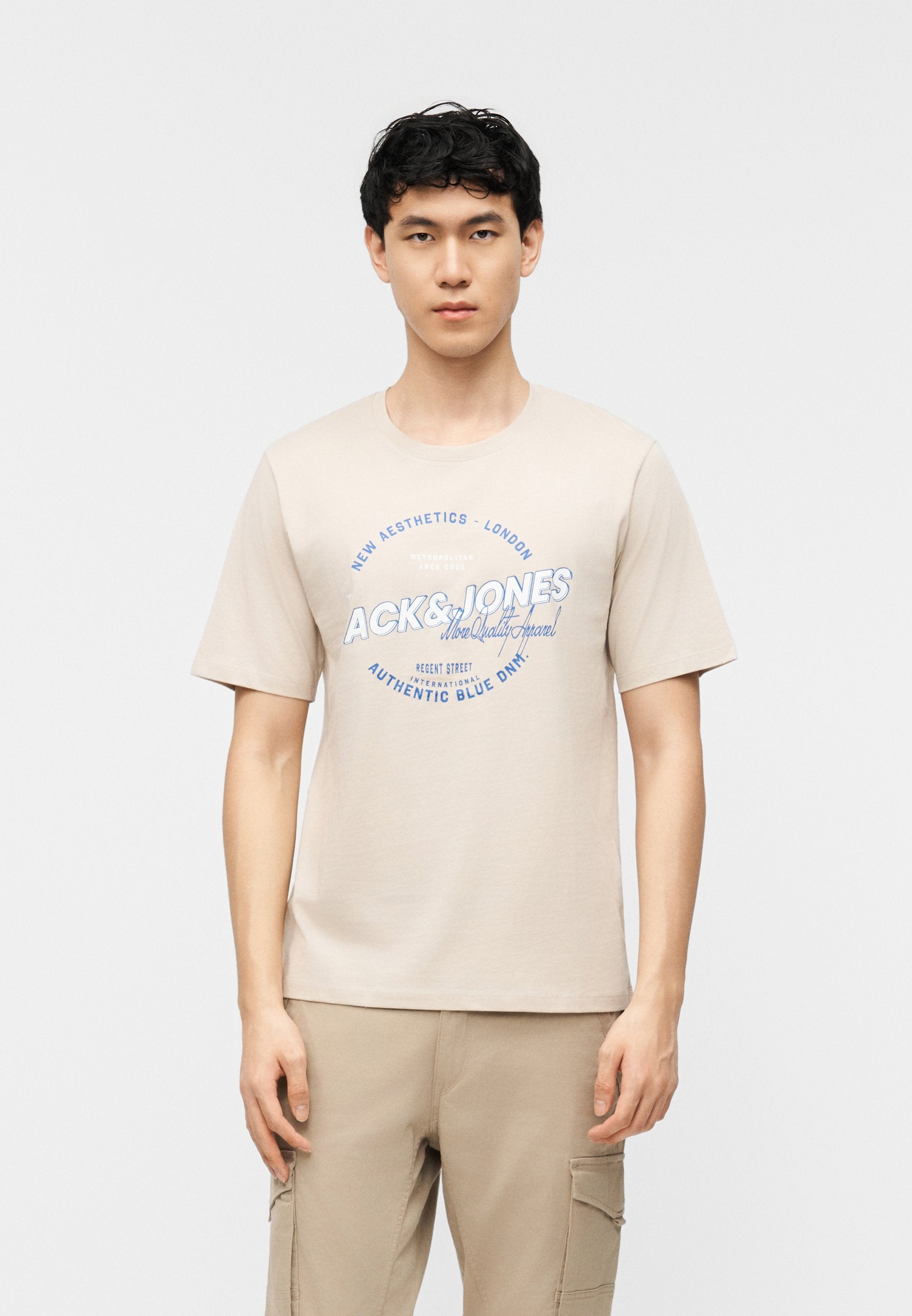 JJELOGO TEE O NECK 5 PACK - Print T-shirt - bright white/sky captain/celestial blue/moonbeam/black