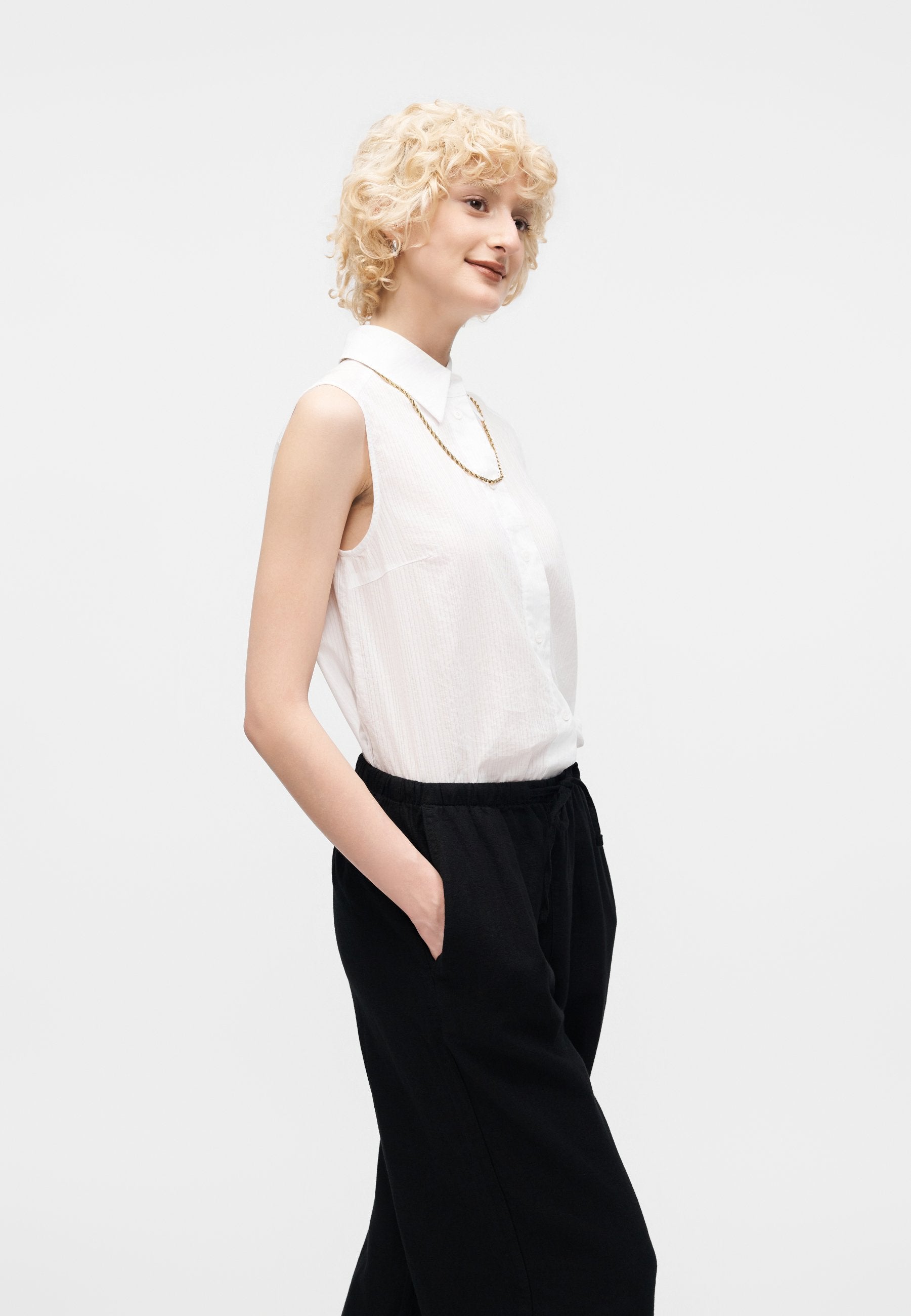 WIDE LEG - Trousers - black