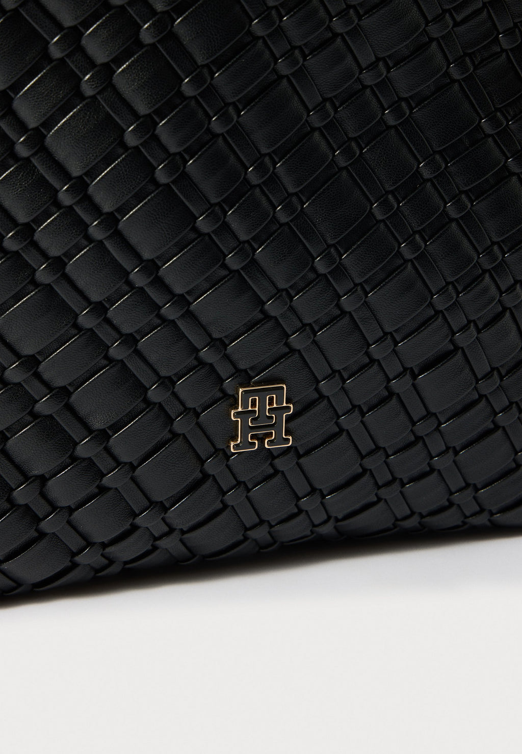 TH MONOGRAM BRAIDED HOBO BAG - Handbag - black