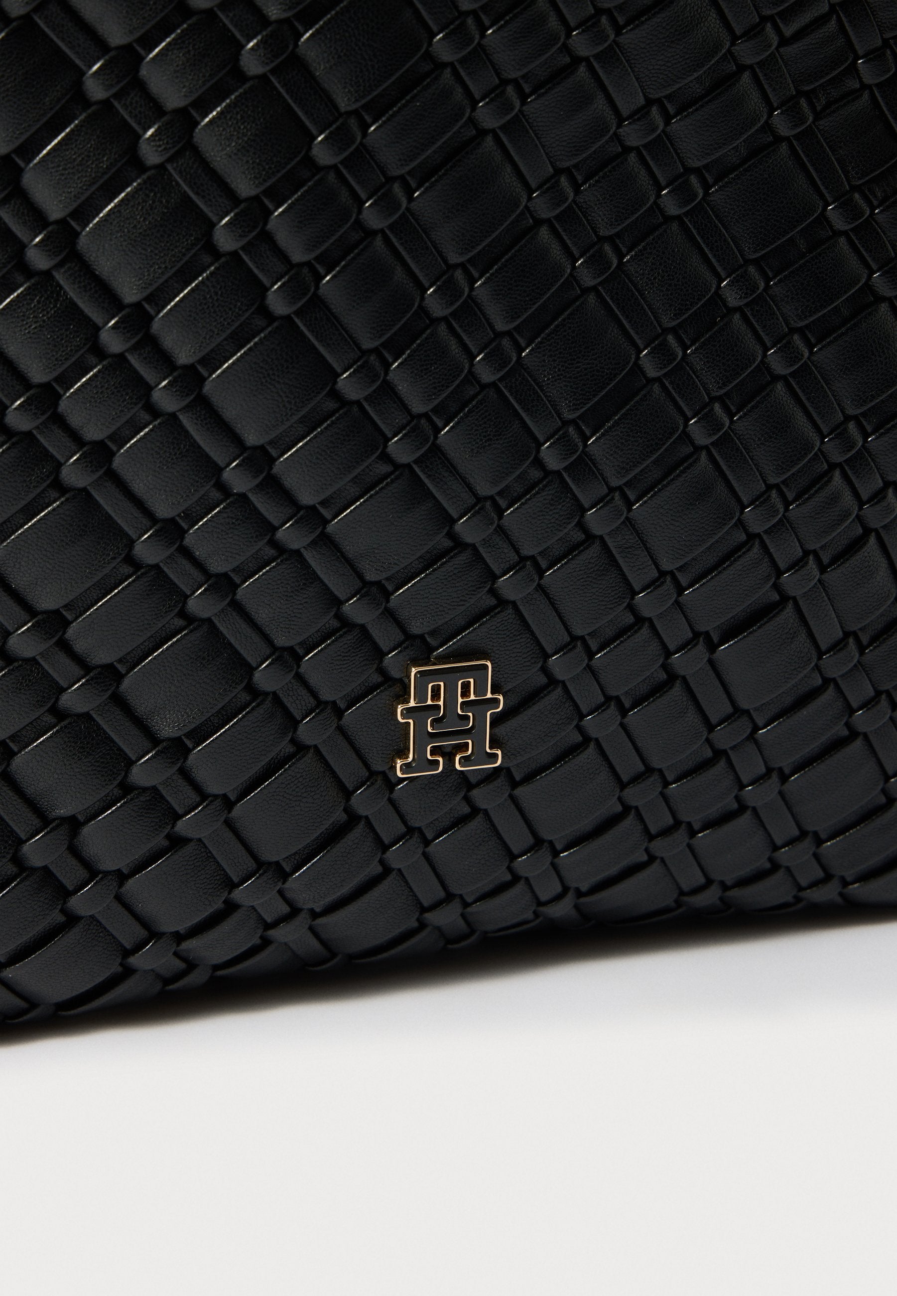TH MONOGRAM BRAIDED HOBO BAG - Handbag - black