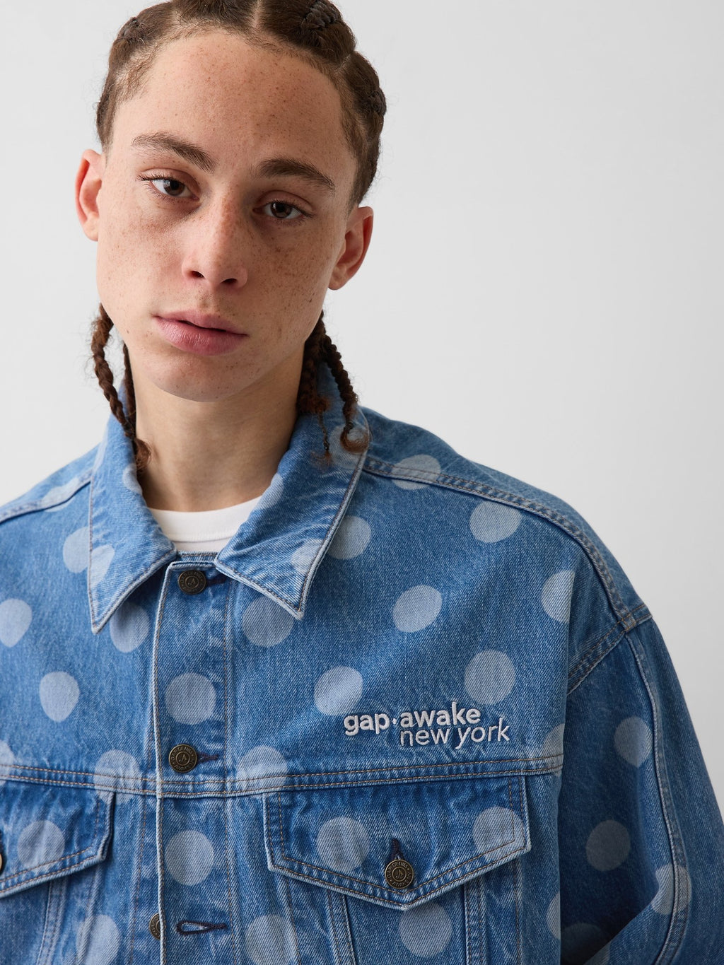 GAP AWAKE NY OVERSIZED DOTTED ICON DENIM JACKET - Denim jacket - two tone
