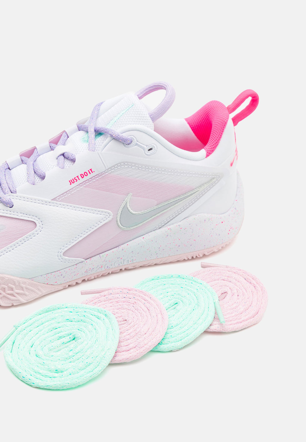 ZOOM HYPERACE 3 UNISEXE - Chaussures de volley-ball - blanc/rose hyper/vert menthe/brume violette/rose mousse