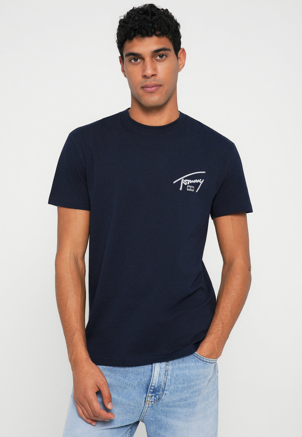 T-SHIRT RAS-DU-COU LOGO AU DOS SIGNATURE - T-shirt imprimé - bleu marine nuit