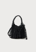 WEAVE TOTE FRINGES - Handbag - black