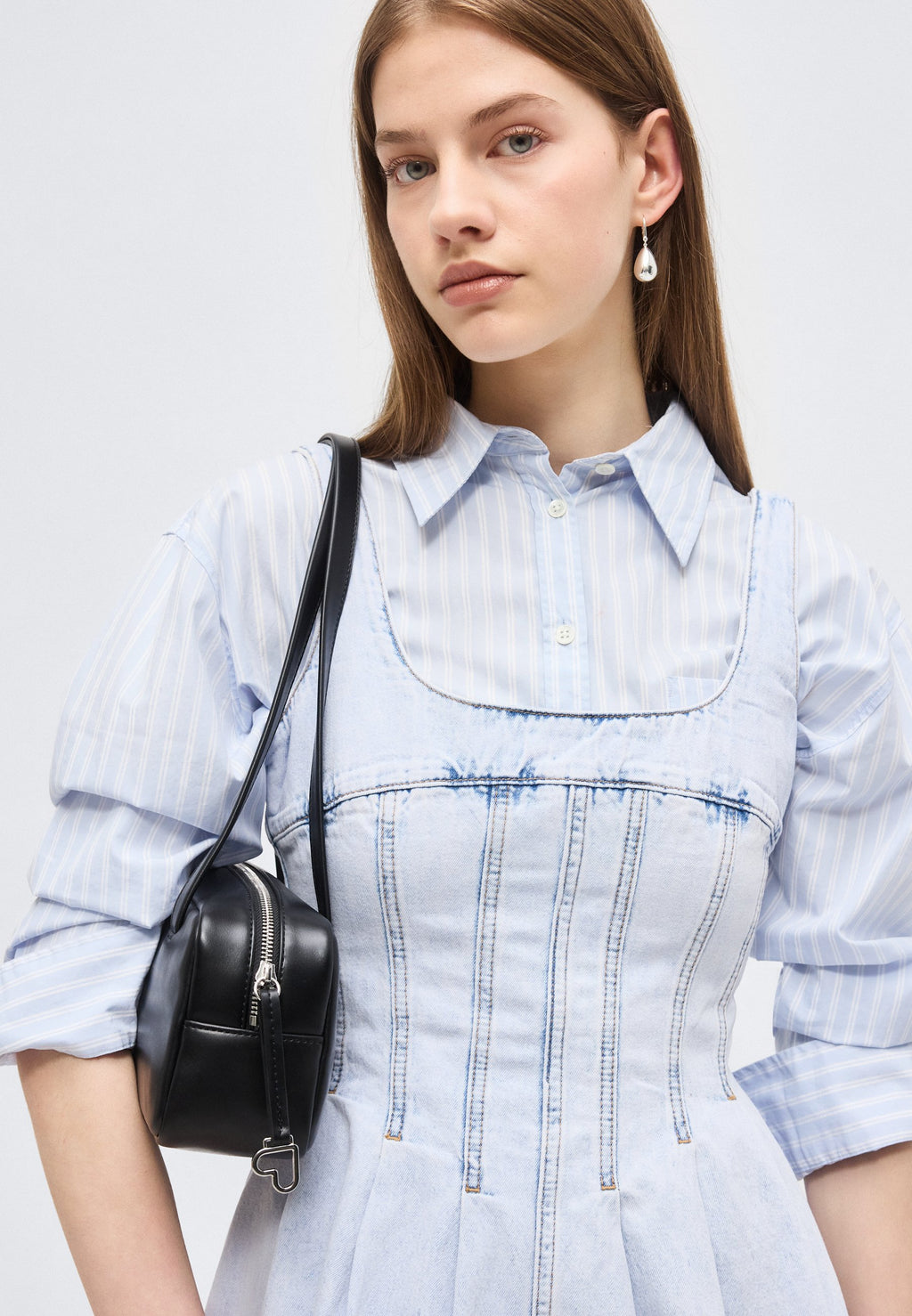 PLEAT SEAM DRESS  - Denim dress - denim light