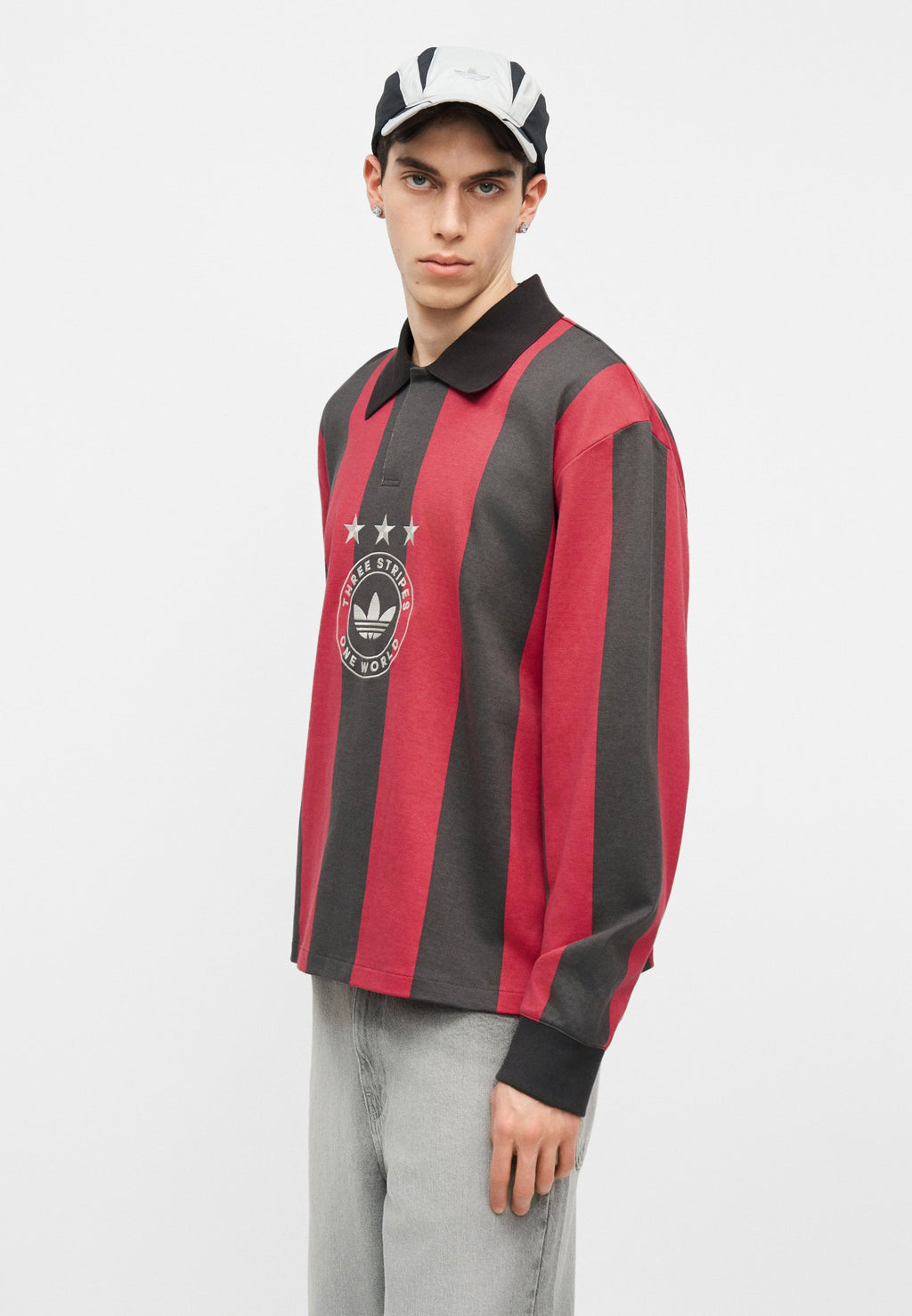 STRIPED - Long sleeved top - utility black/pure ruby