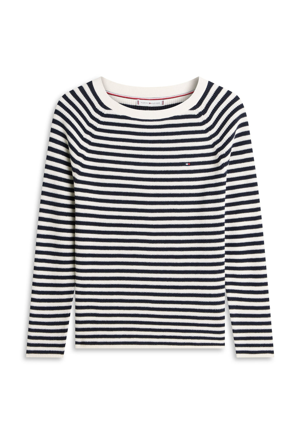 FINE KNIT BOAT NECK JUMPER - Jumper - ivory petal/dark night navy