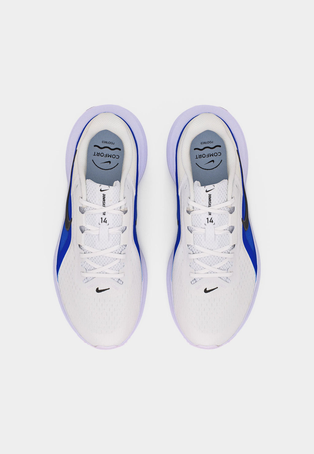 DOWNSHIFTER 14 - Road running shoes - white/black/racer blue/anthracite/platinum-coloured tint