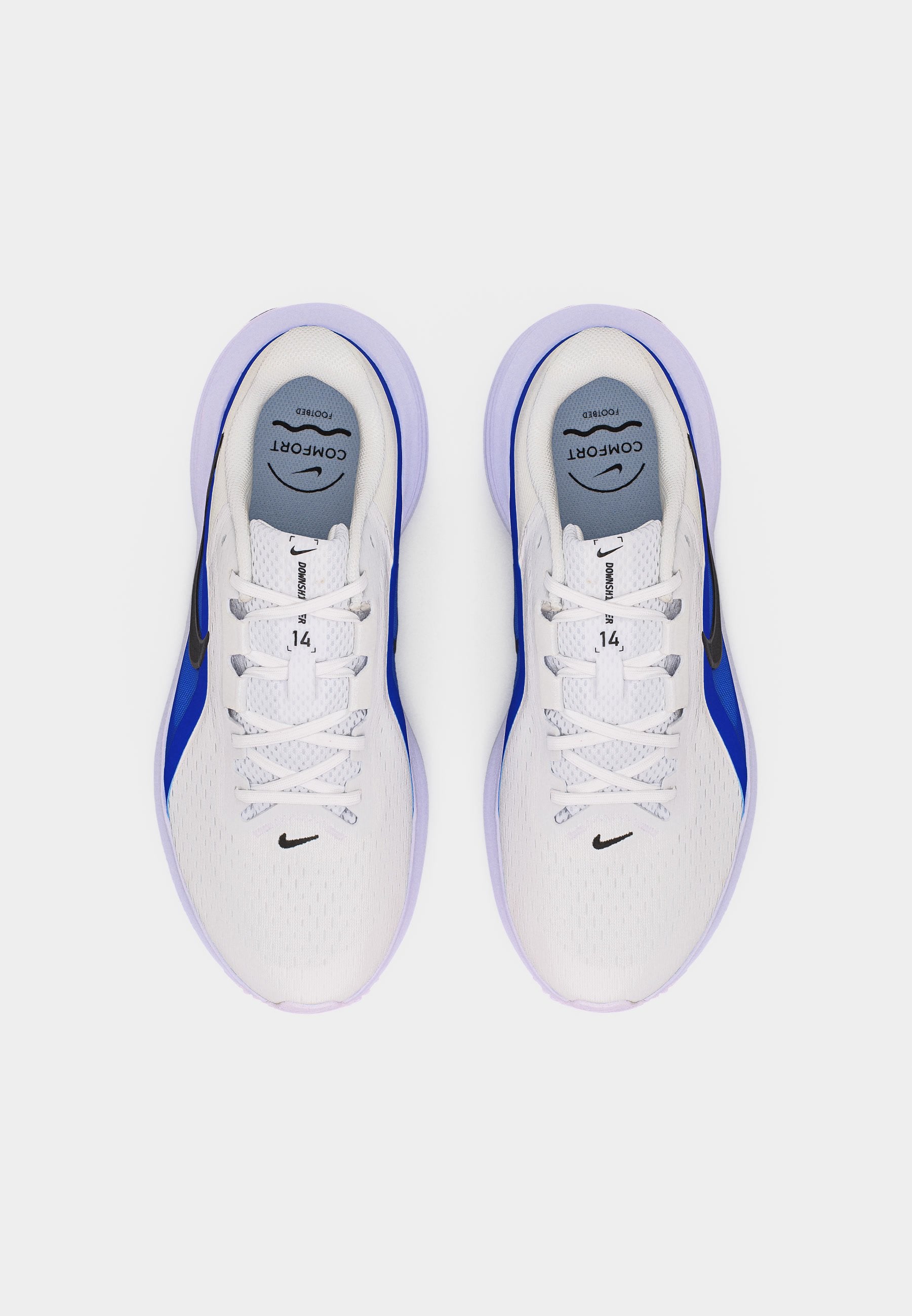 DOWNSHIFTER 14 - Road running shoes - white/black/racer blue/anthracite/platinum-coloured tint
