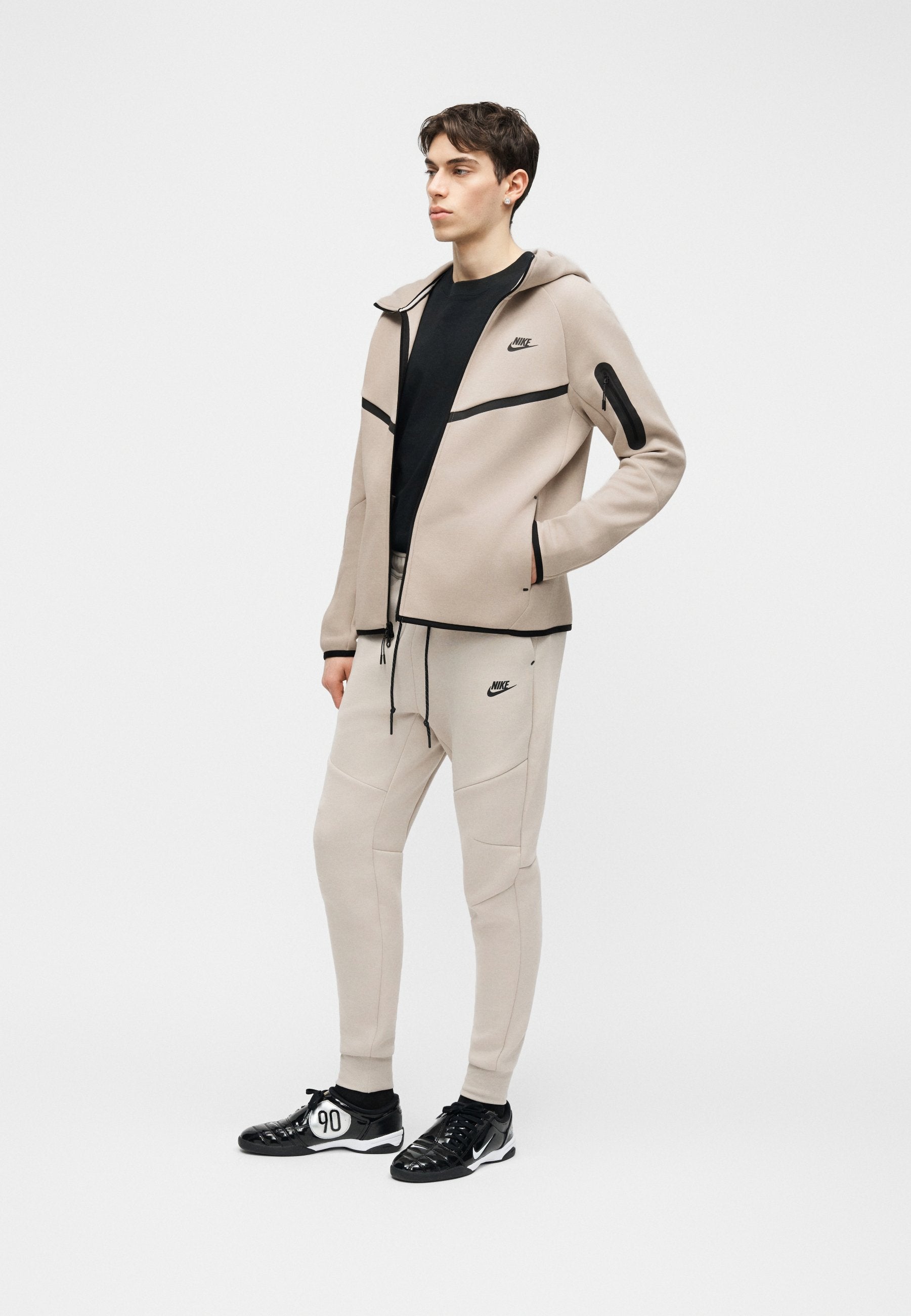 Fleece jacket - cream/black