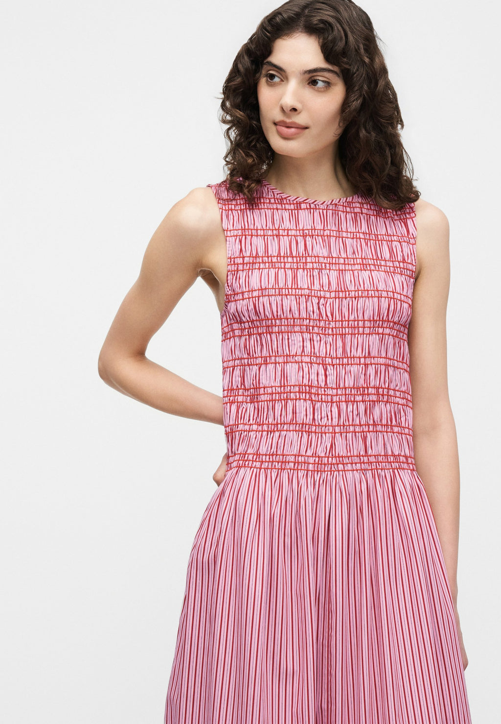 SMOCKING STRIPE MIDI  - Day dress - pink