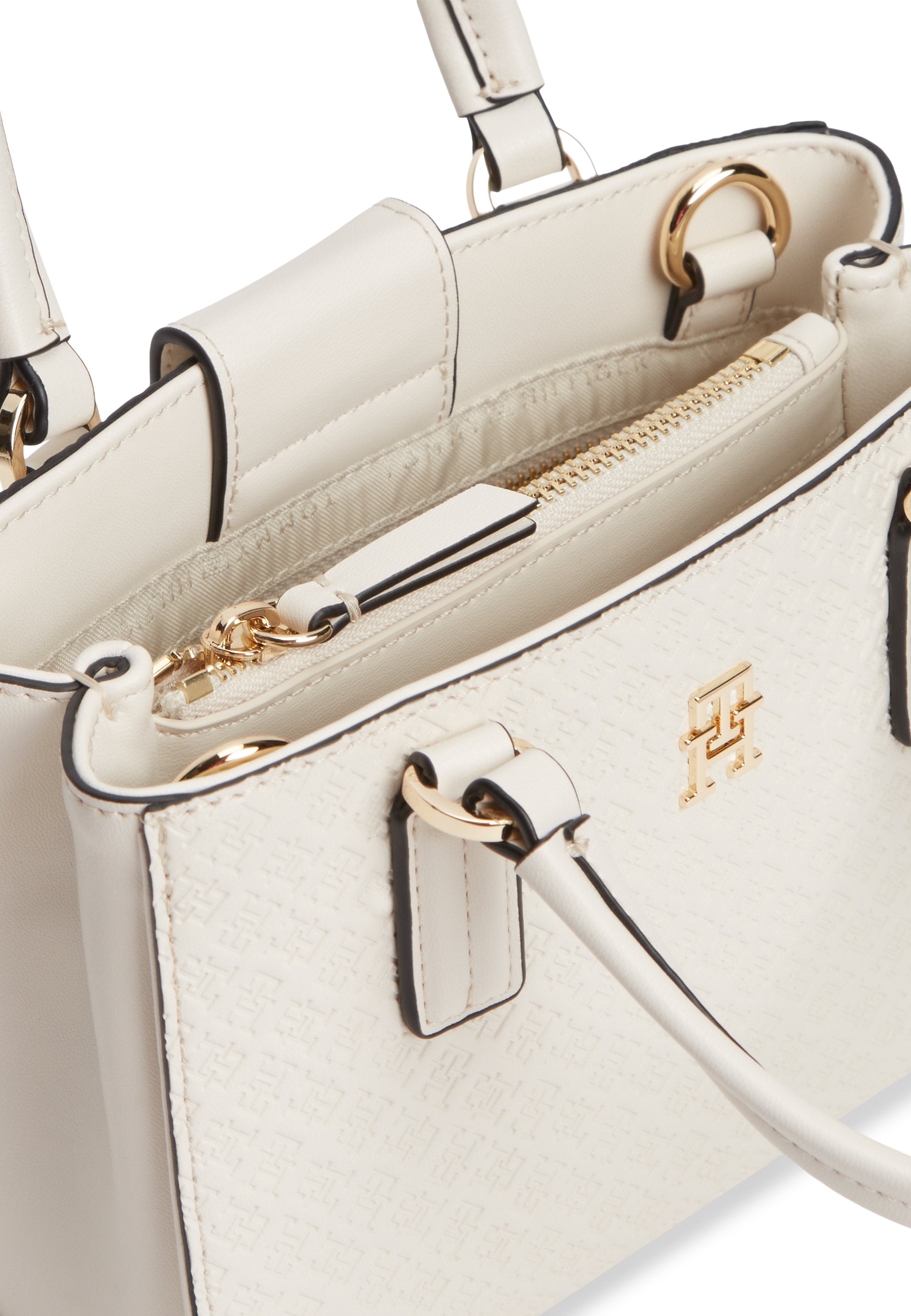 TH MONOGRAM CROSSBODY TOTE BAG - Handbag - soft cream