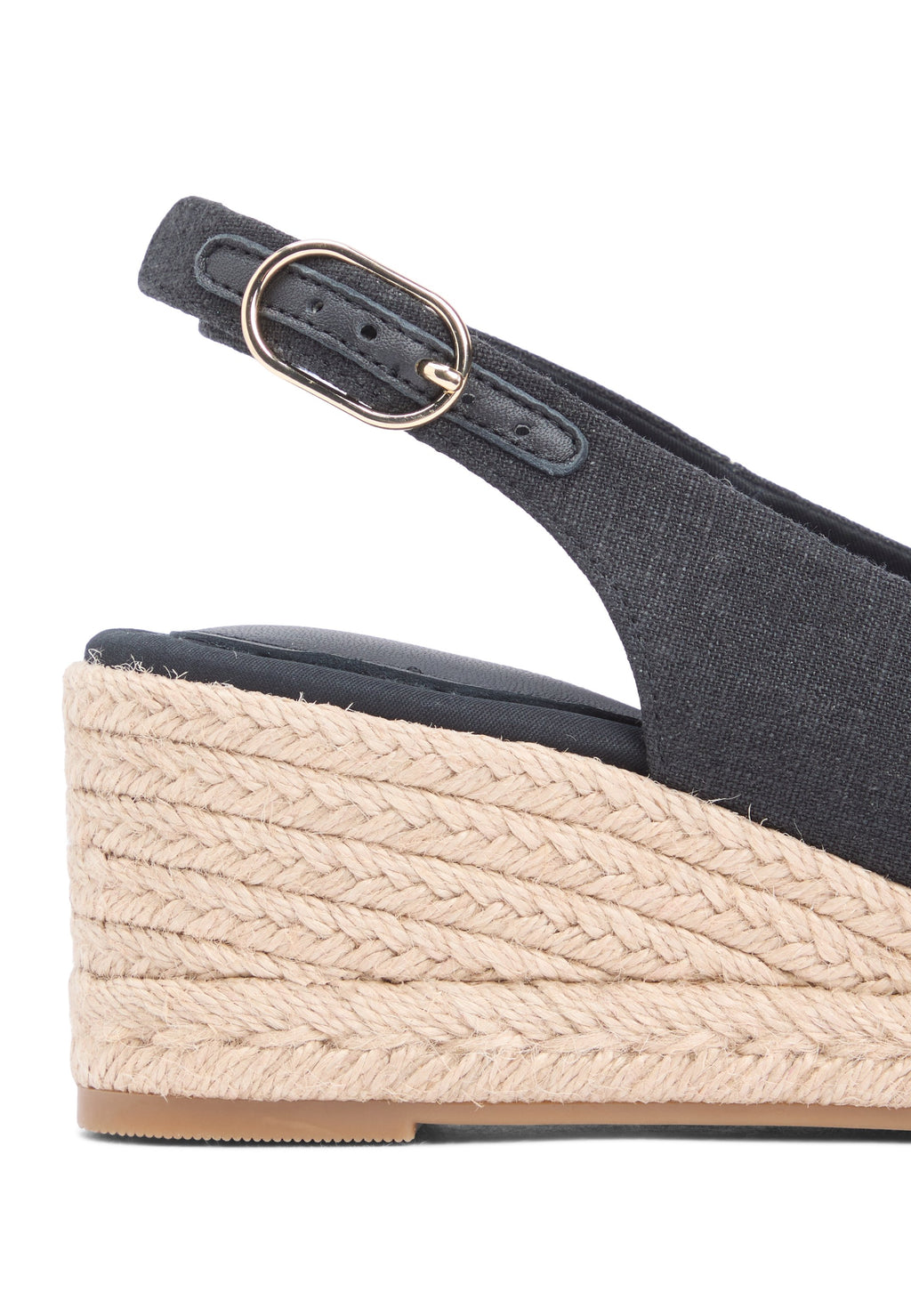 HEMP SLINGBACK WEDGE ESPADRILLES - Peep toes - black