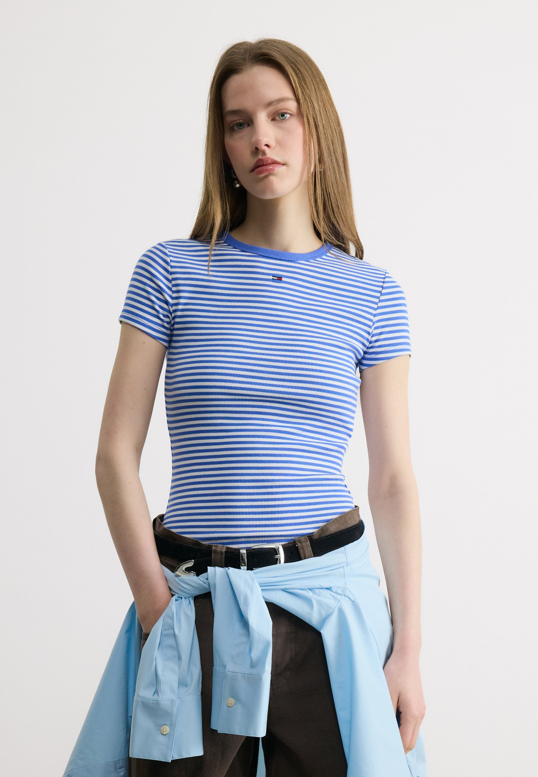 SLIM ESSENTIAL 2 PACK - Print T-shirt - navy/empire blue/white