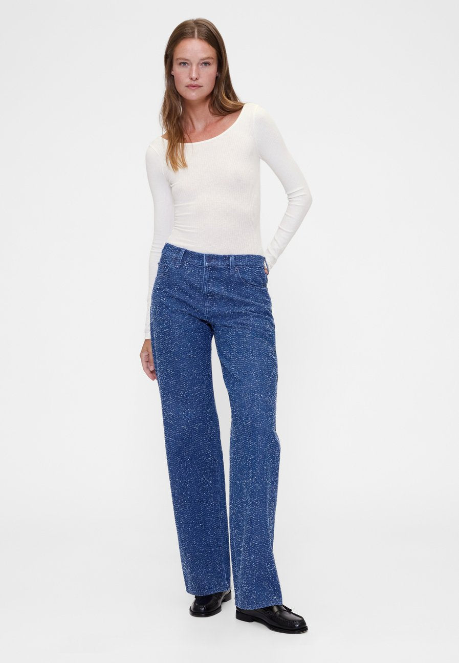GAPSTUDIO POINTELLE BODYSUIT - Long sleeved top - white