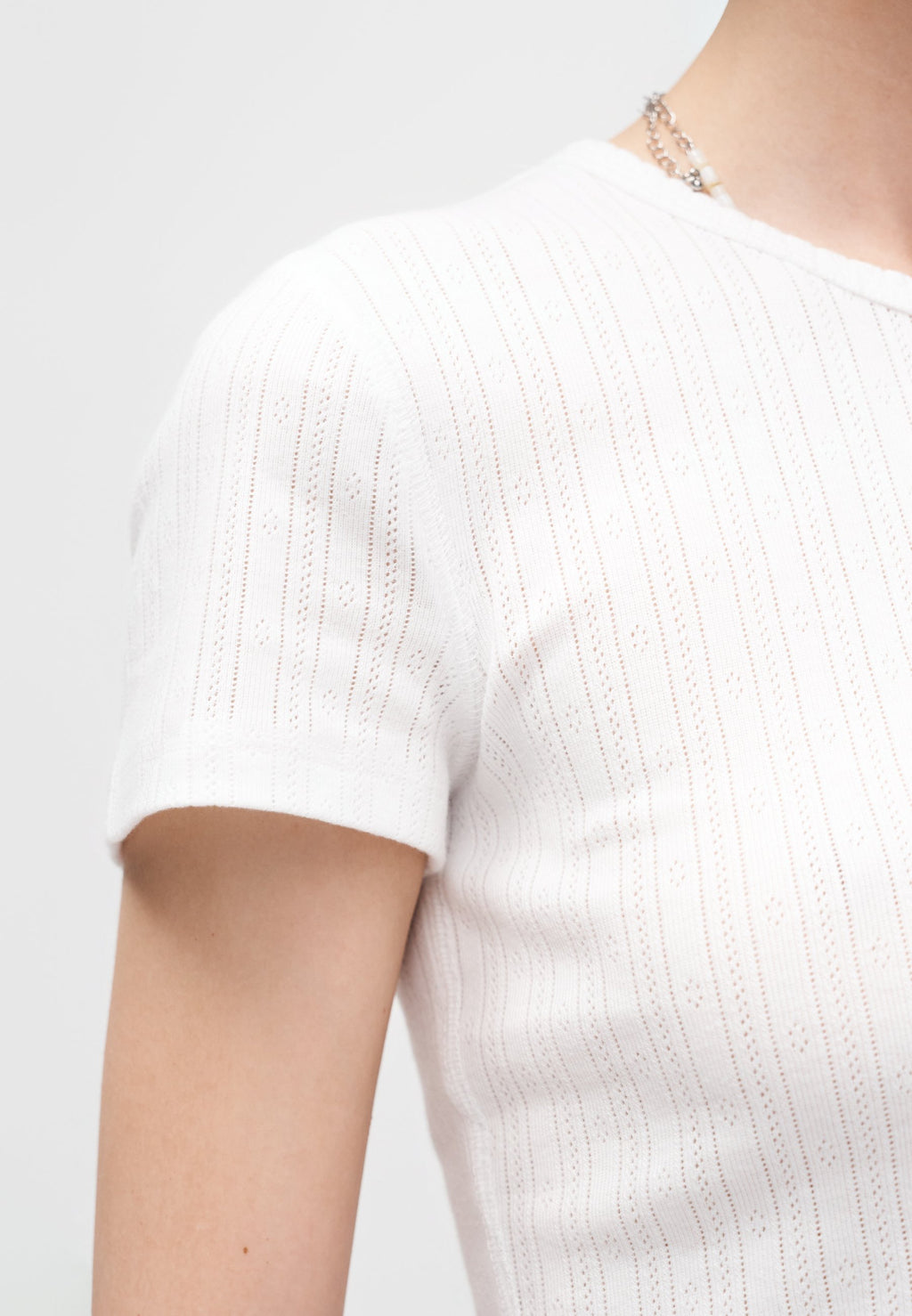 POINTELLE CREW - Basic T-shirt - fresh white