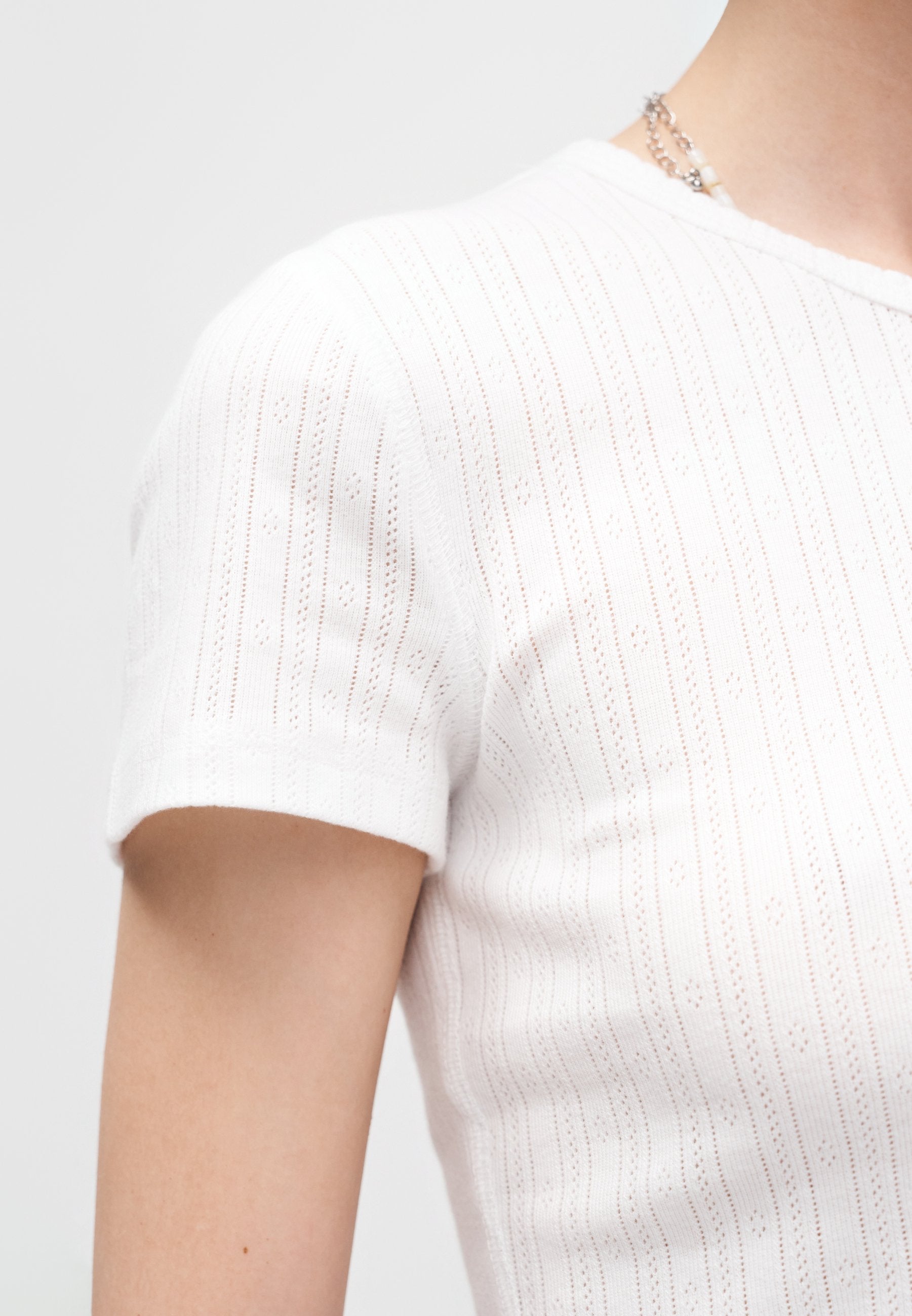 POINTELLE CREW - Basic T-shirt - fresh white