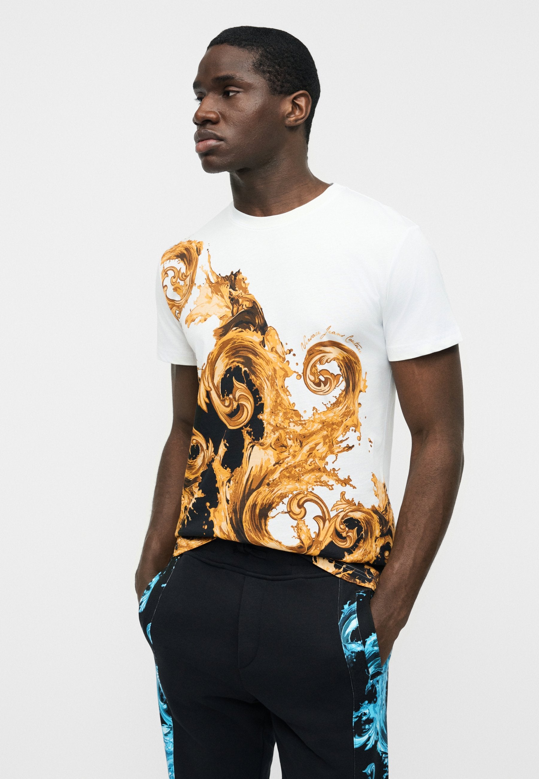 BAROCCO  - Print T-shirt - whit/black/gold-coloured
