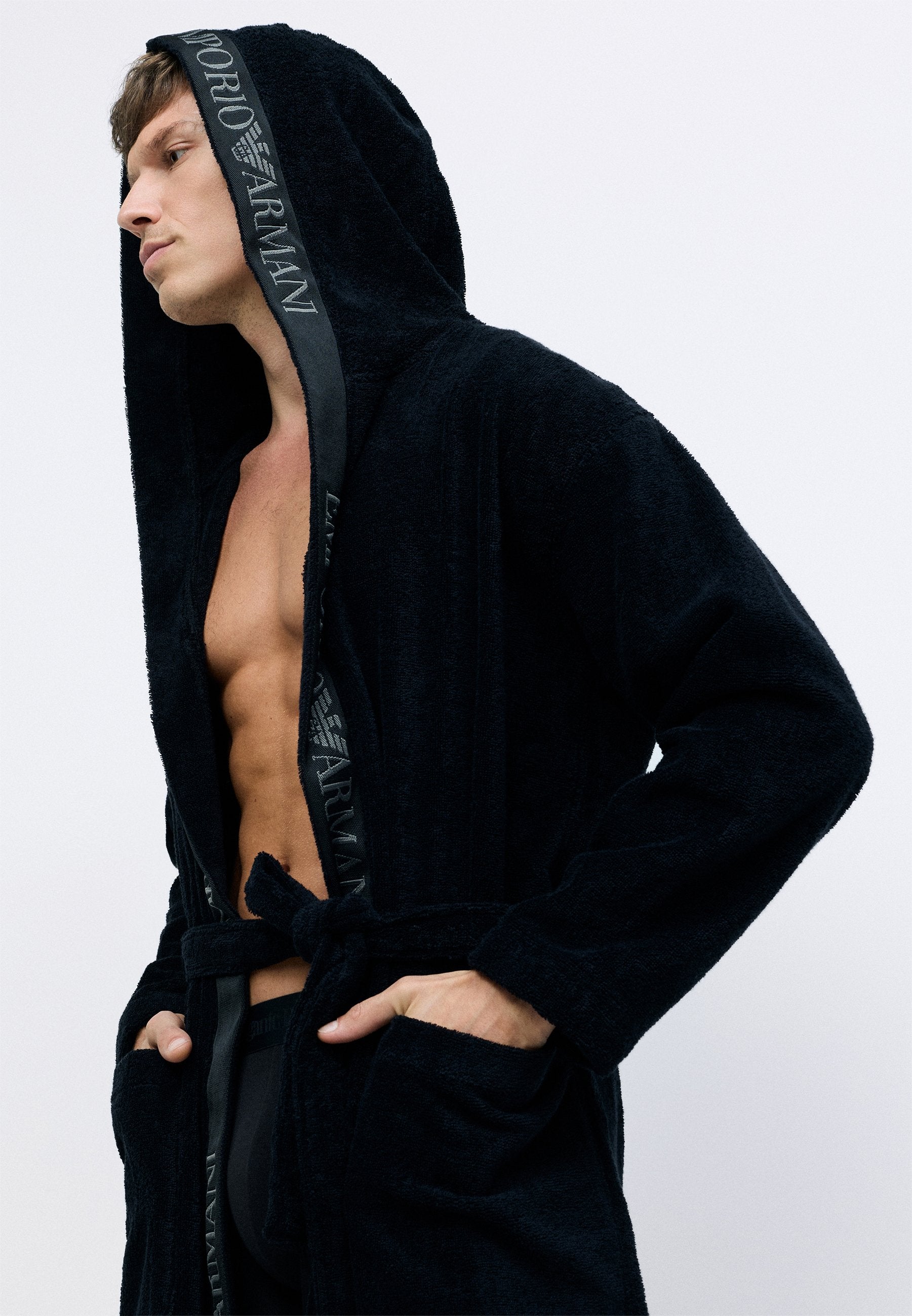 SPONGE BATHROBE - Dressing gown - black
