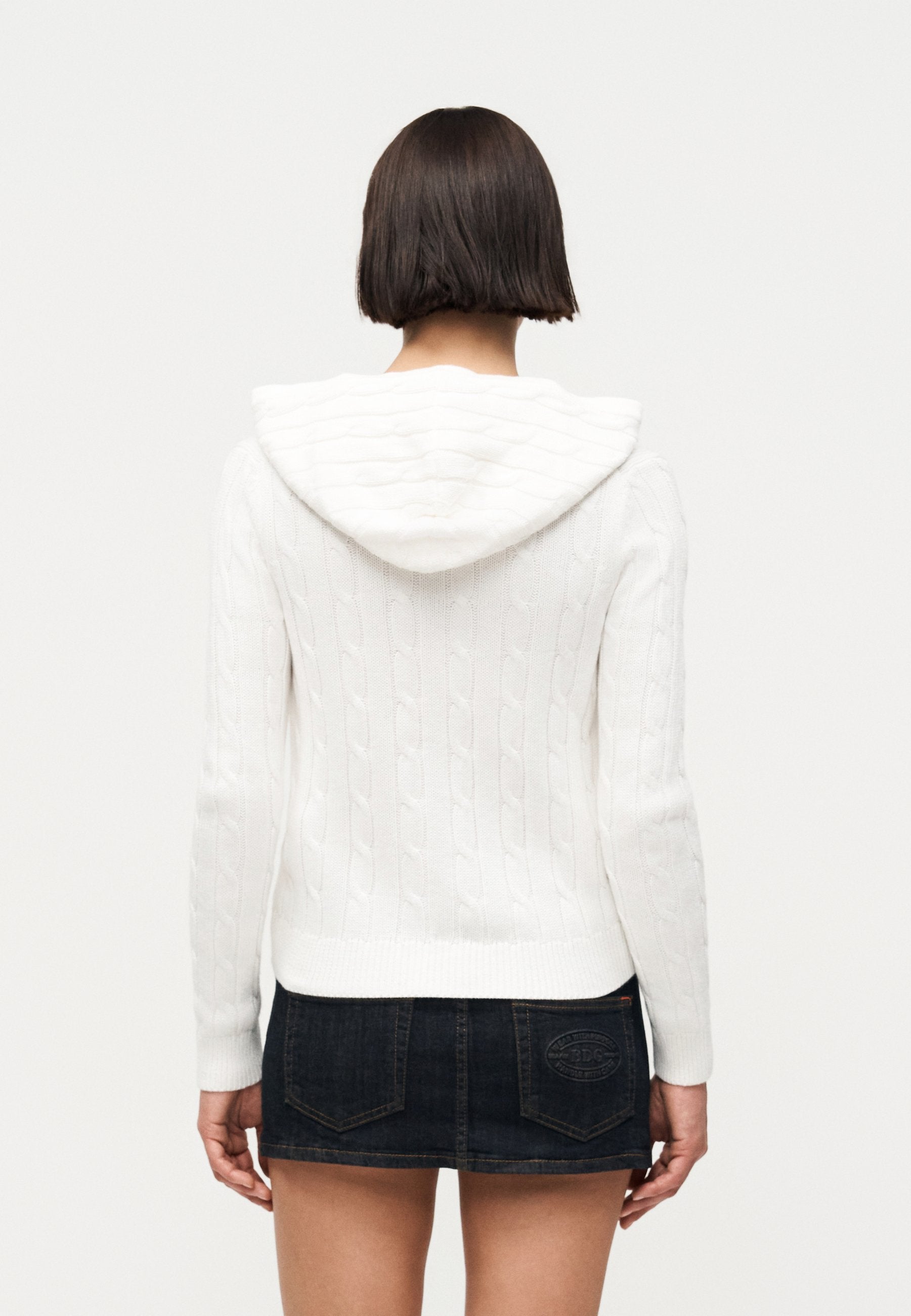CABLE FULL ZIP HOODIE - Cardigan - new off white