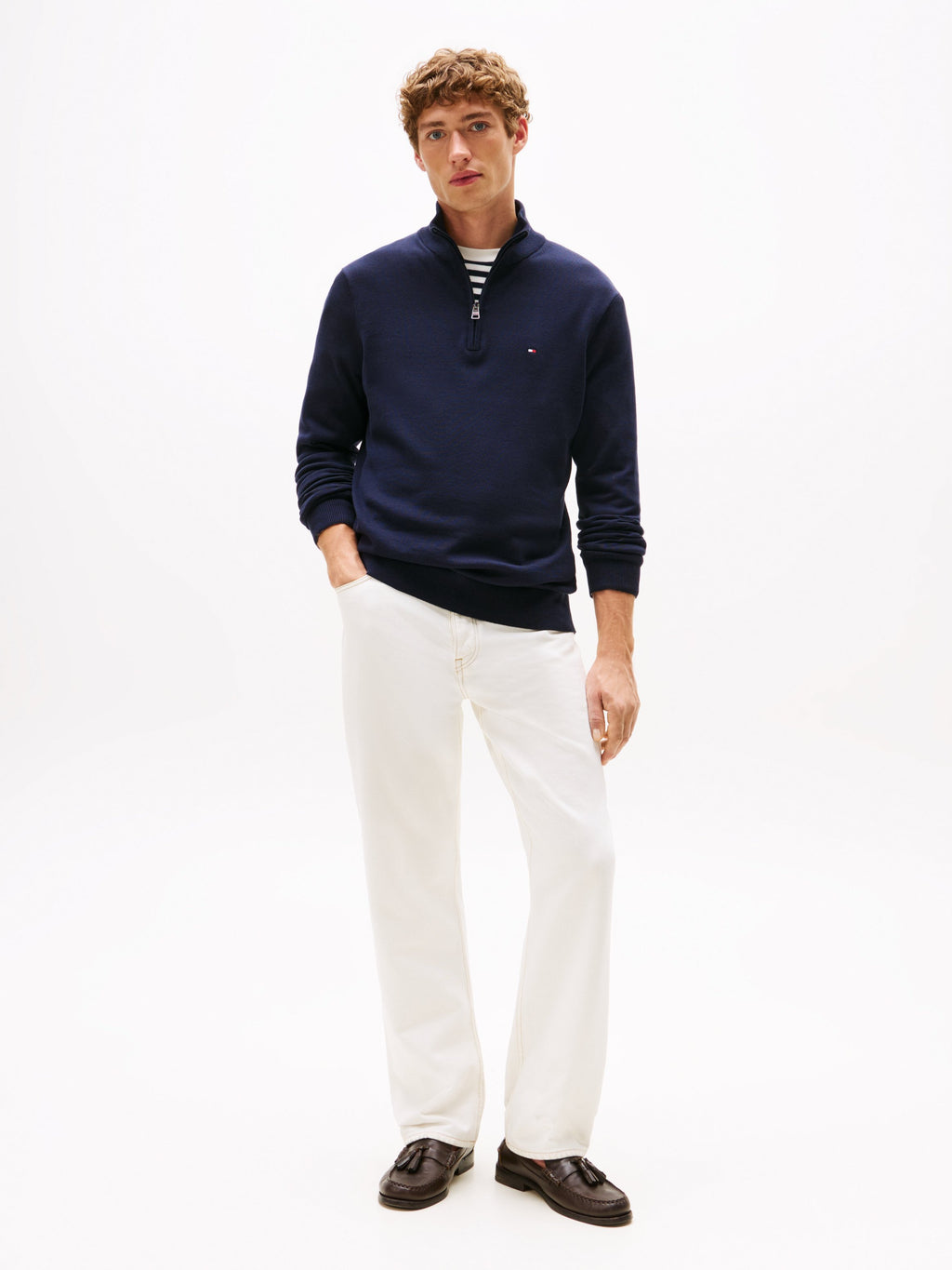 QUARTER ZIP MOCK NECK JUMPER - Jumper - desert sky
