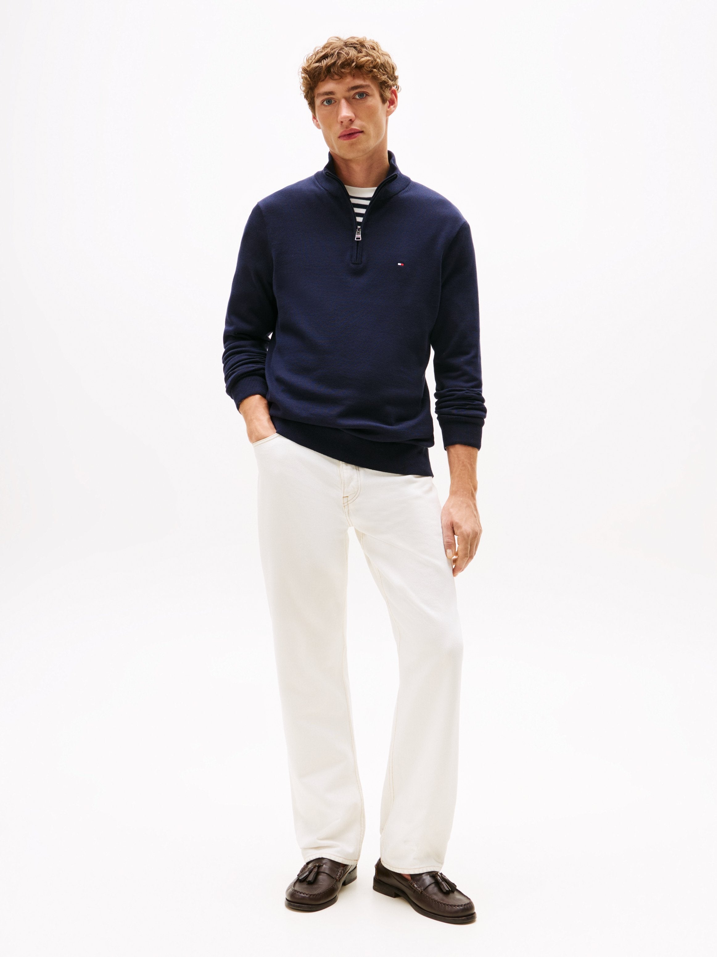 QUARTER ZIP MOCK NECK JUMPER - Jumper - desert sky