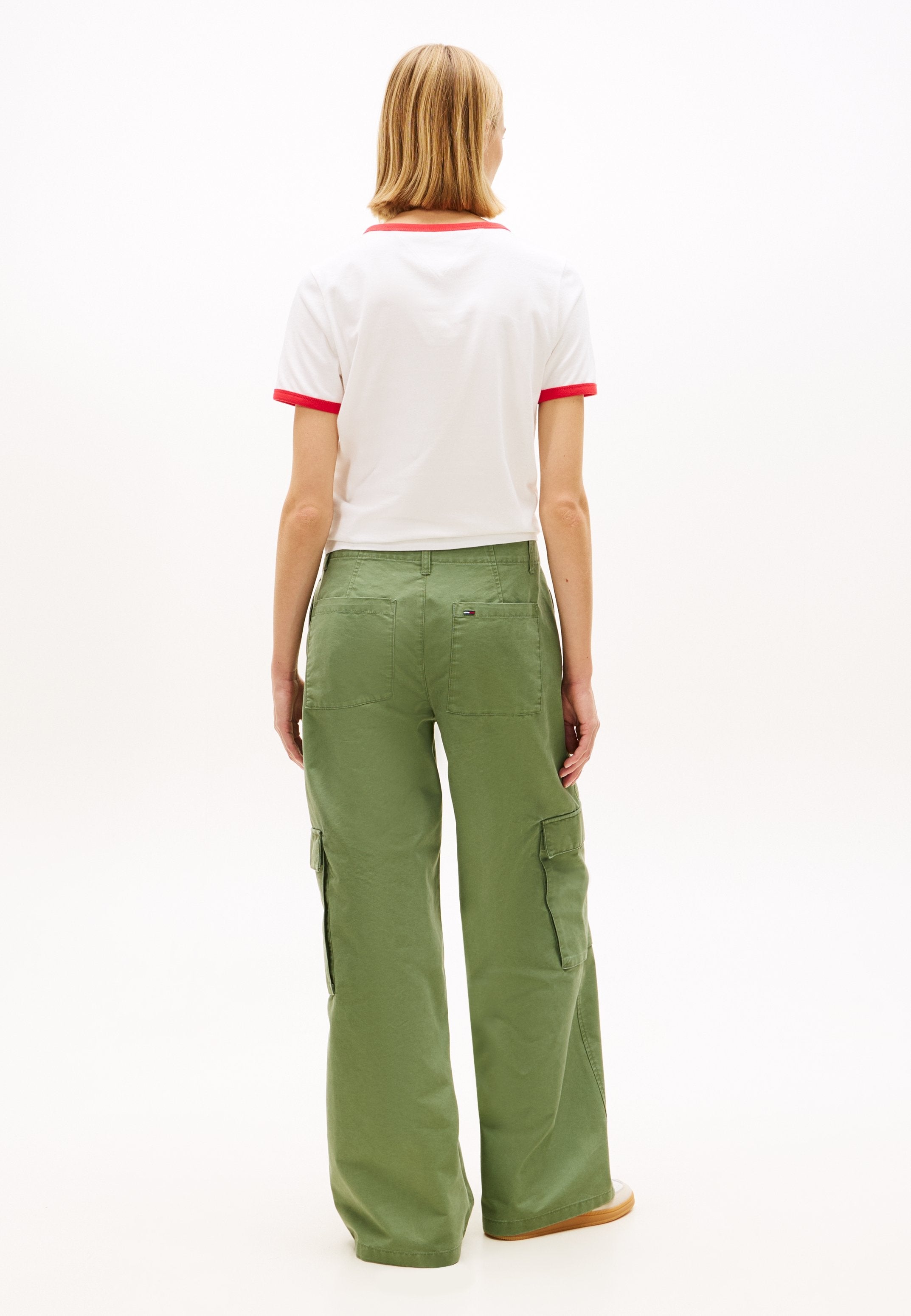 LOW RISE STRAIGHT WIDE LEG CARGO TROUSERS - Cargo trousers - bay leaf