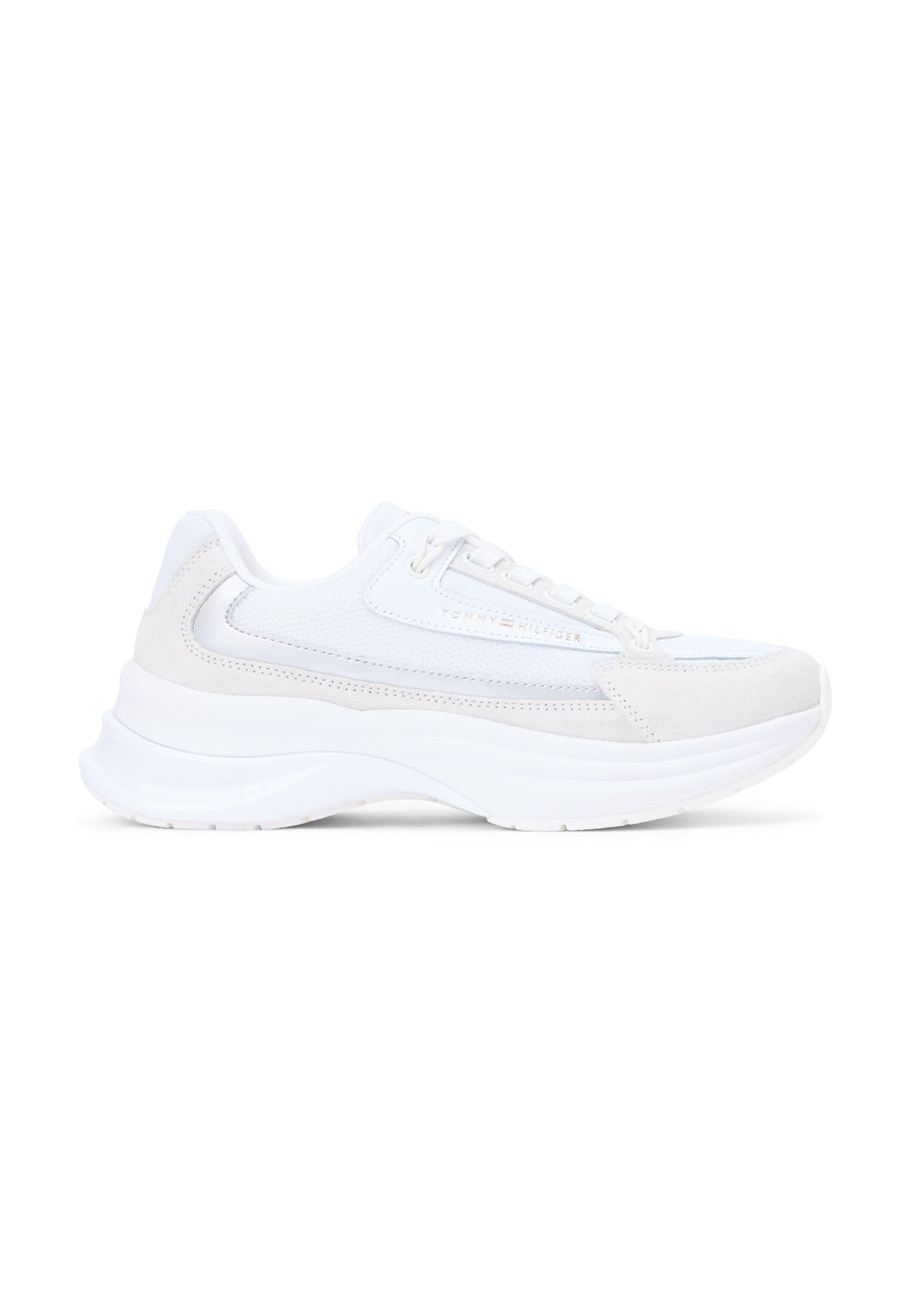 SUEDE CHUNKY LACE-UP TRAINERS - Trainers - white