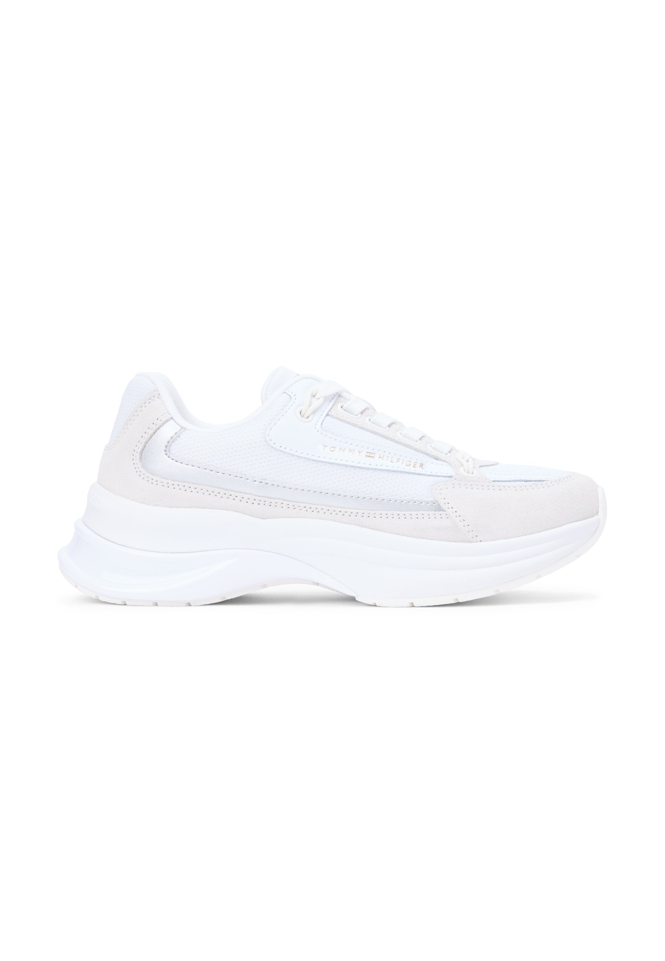SUEDE CHUNKY LACE-UP TRAINERS - Trainers - white