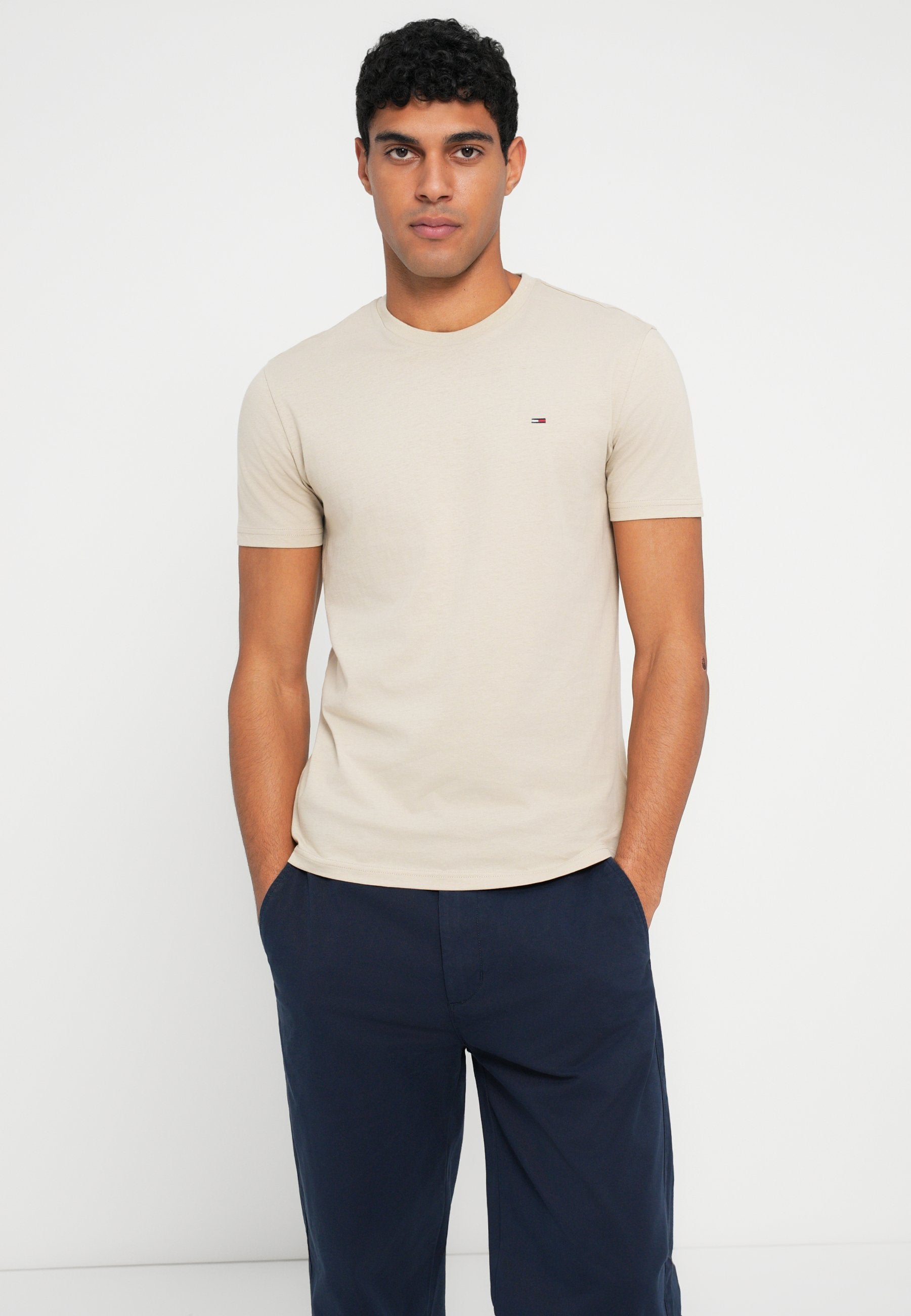 SLIM TEE  - Basic T-shirt - black/gulf sand/ecru