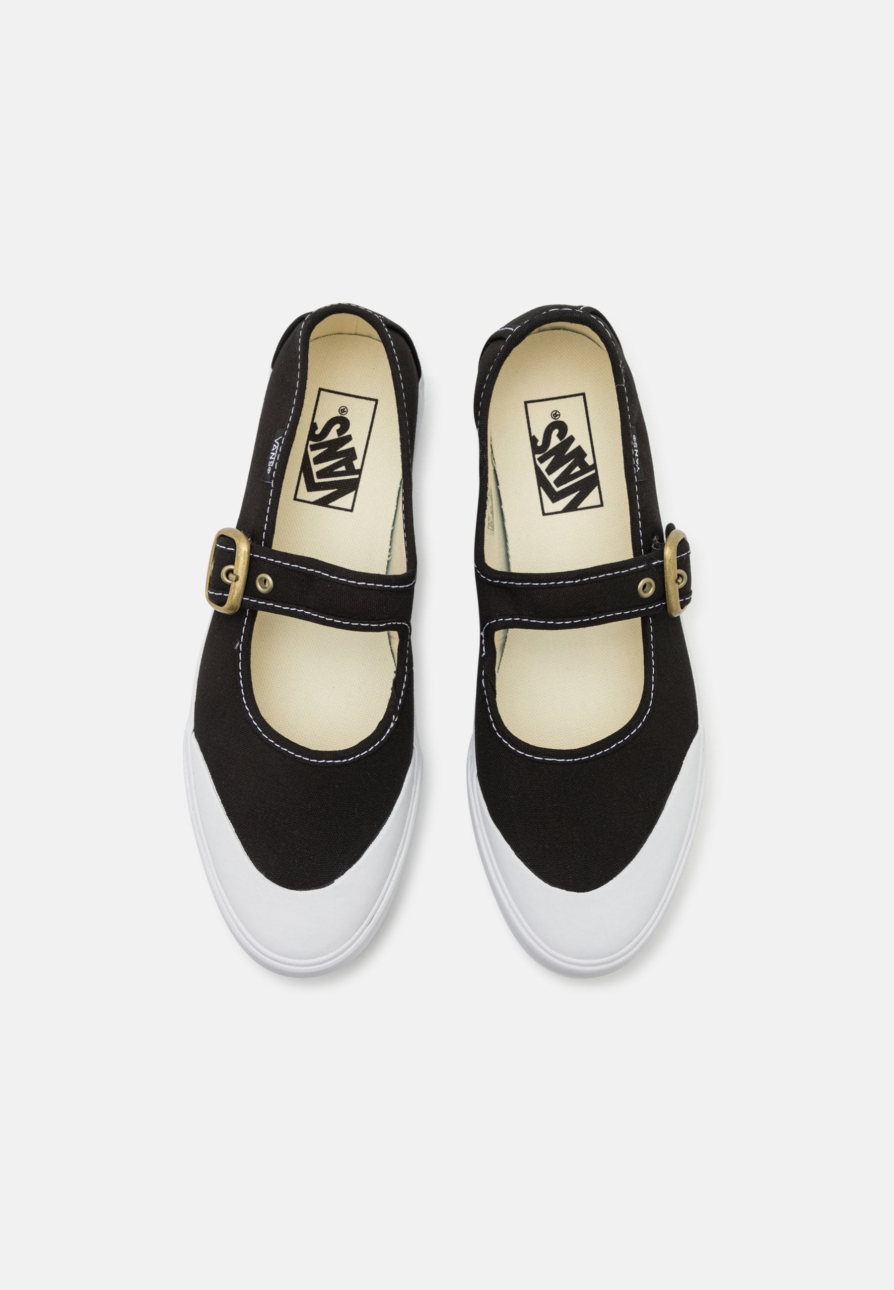 MARY JANE - Ankle strap ballet pumps - black/true white