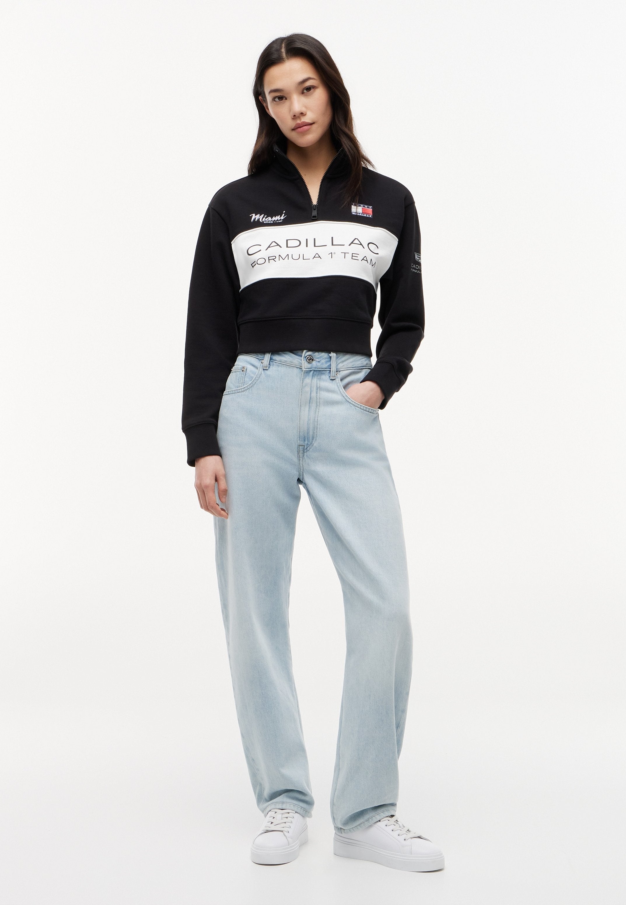 TH X CADILLAC FORMULE 1 TEAM HALF ZIP MIAMI - Sweat-shirt - black/stone grey/white