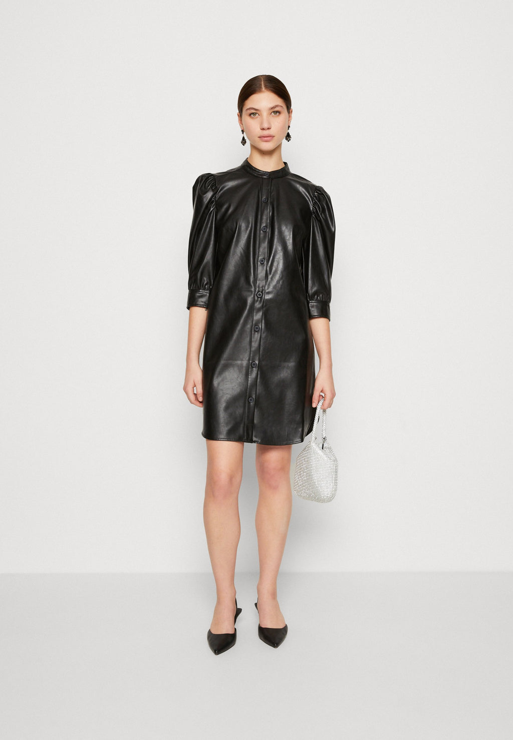 PUFF SHIRTDRESS - Shirt dress - black