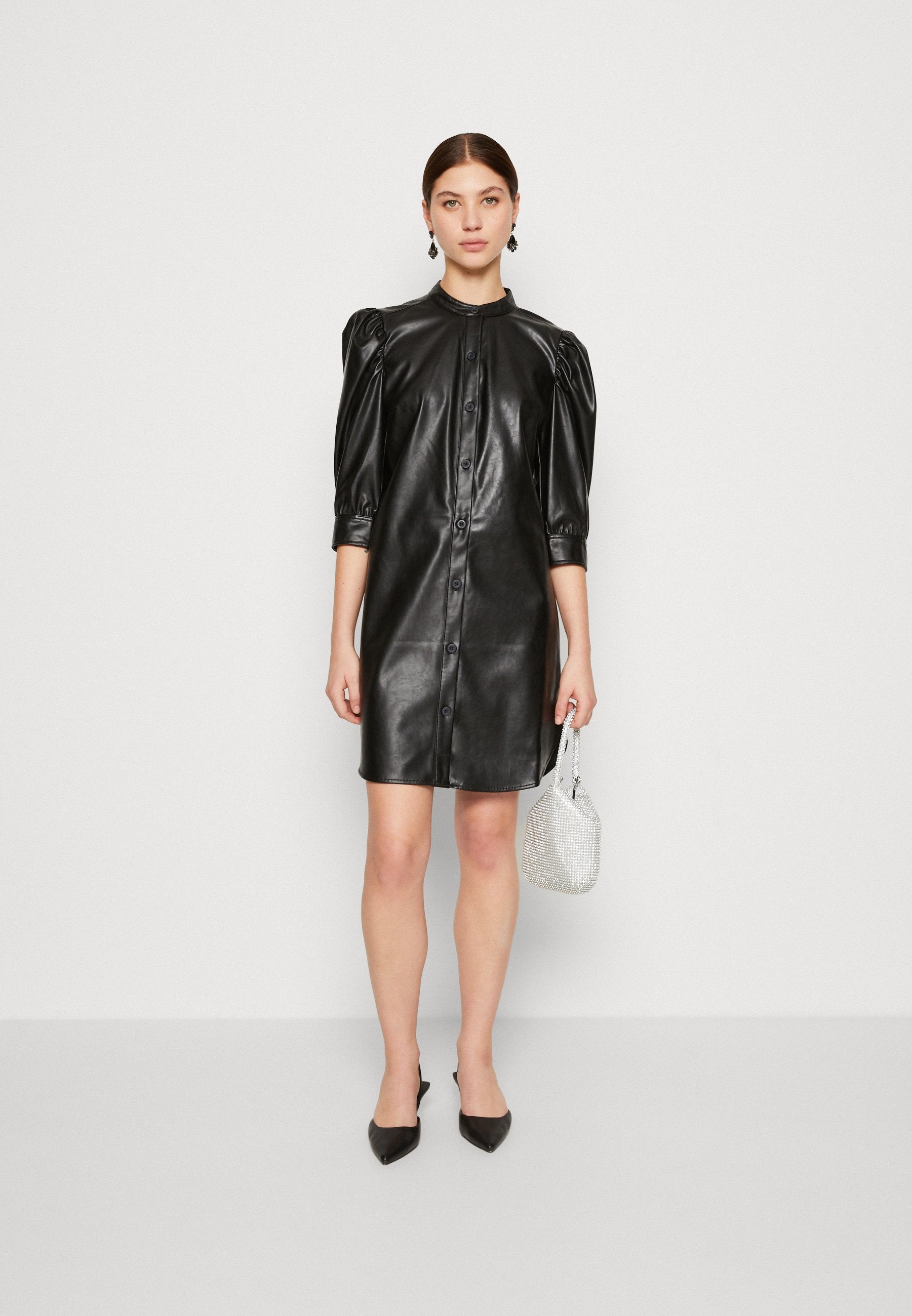 PUFF SHIRTDRESS - Shirt dress - black