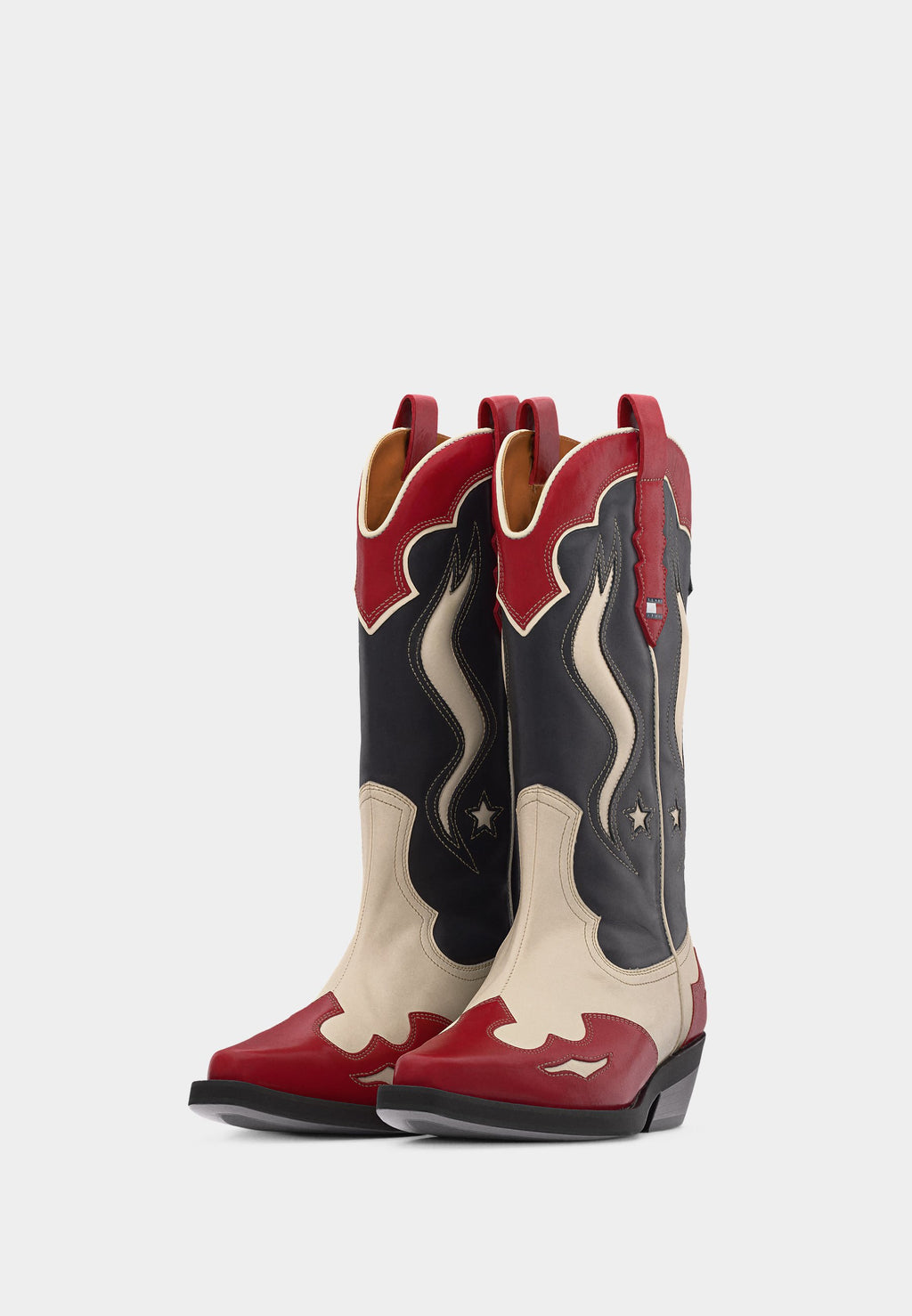 Cowboy/Biker boots - red/white/blue