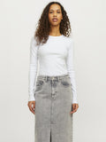 JXFREYA STR LS RIB TEE - Haut à manches longues - bright white