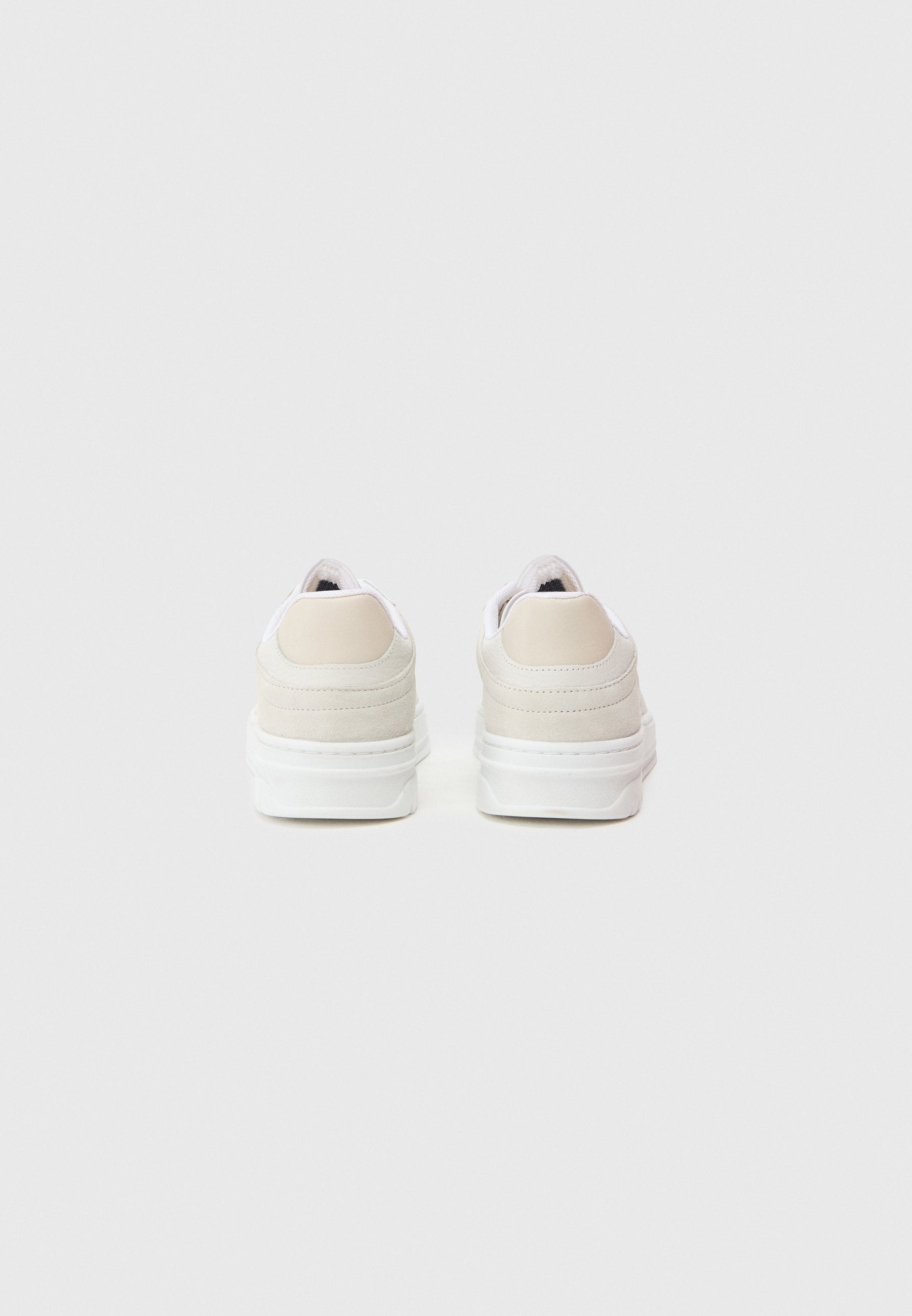 LEATHER MIXED TEXTURE CUPSOLE TRAINERS - Trainers - white/light grey