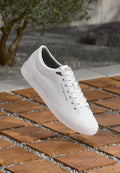 LOGO TRAINERS WITH LEATHER - Trainers - white