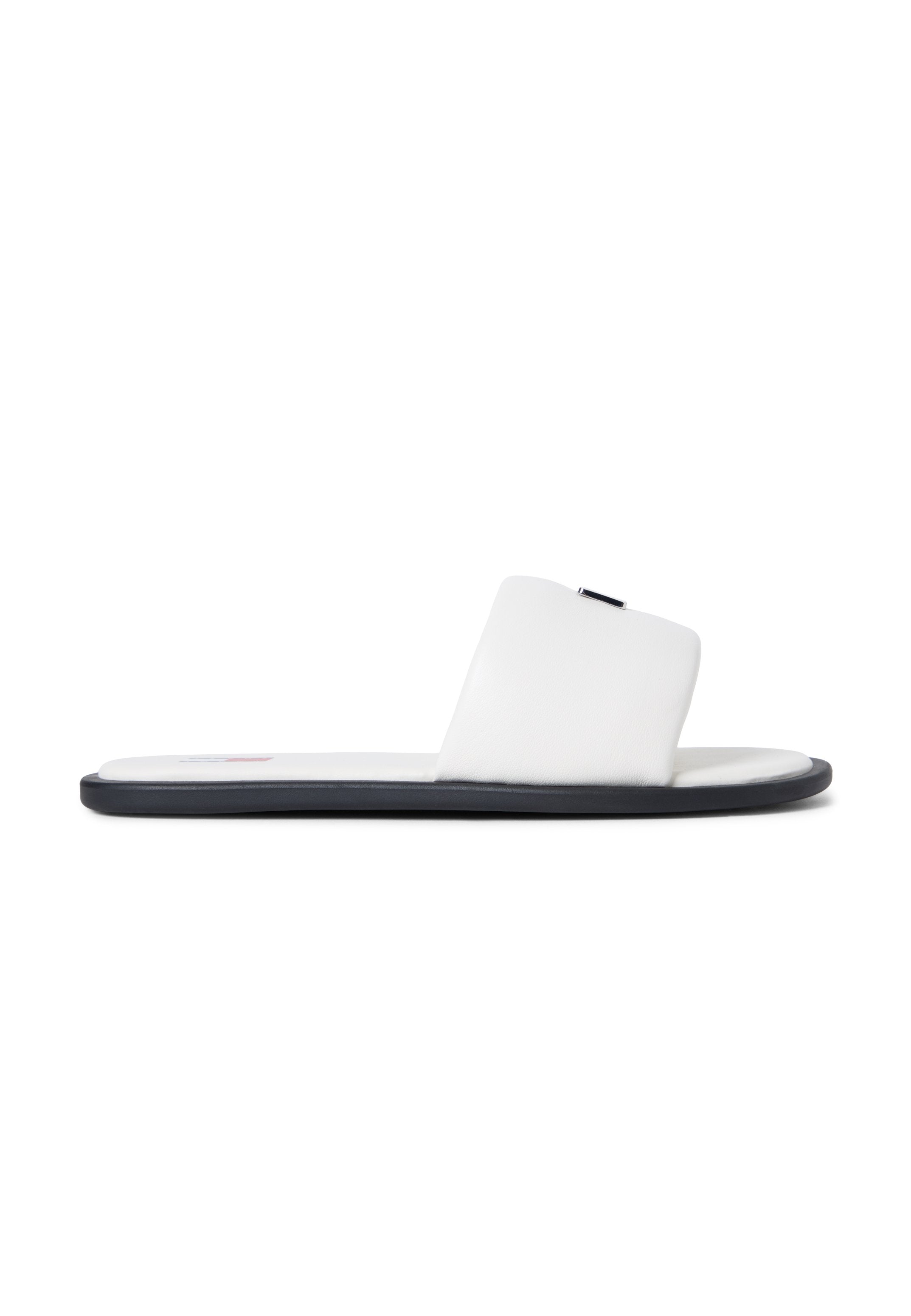 LEATHER PADDED STRAP SLIDES - Mules - ivory
