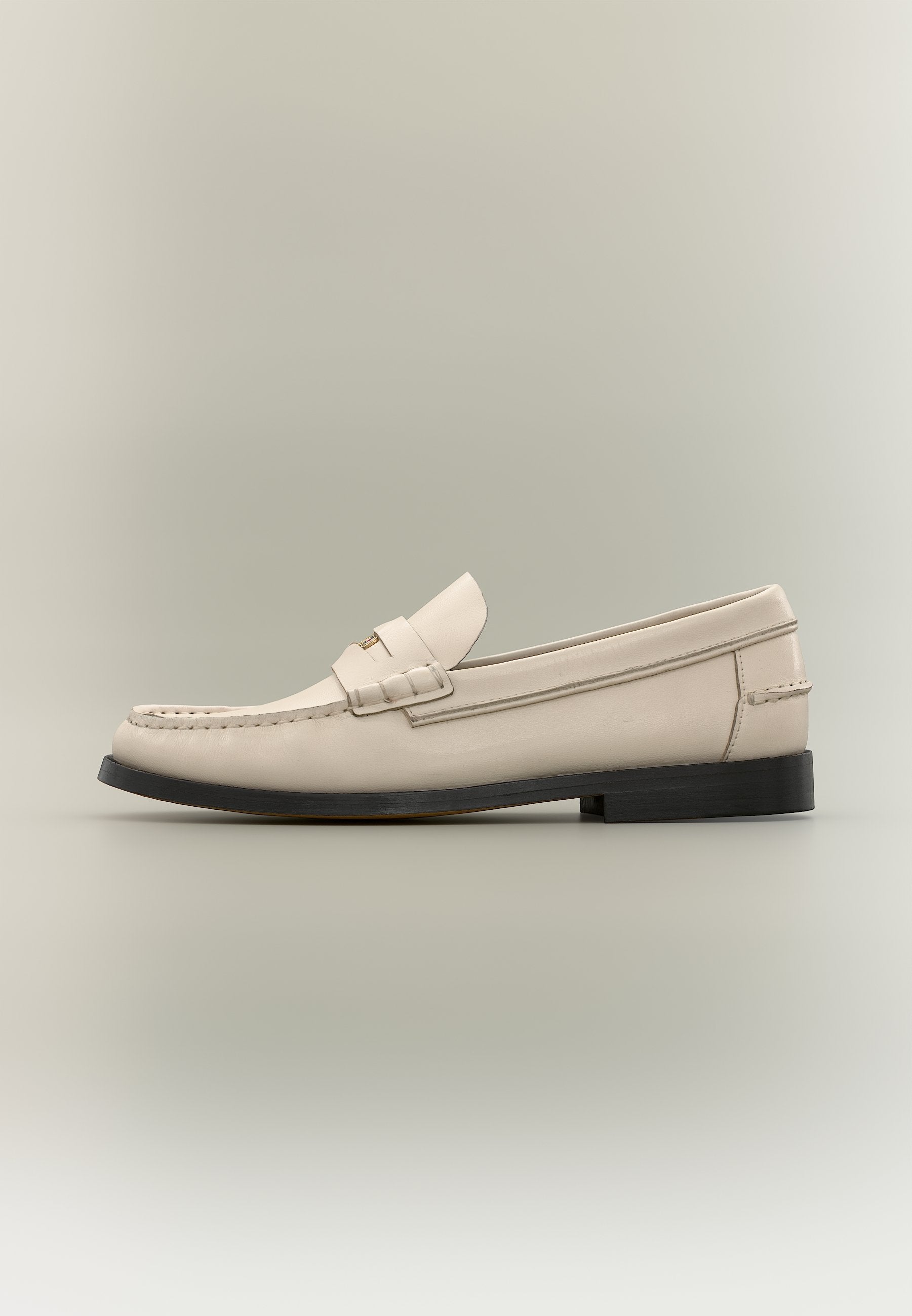 LEATHER PENNY LOAFERS - Slip-ons - soft cream