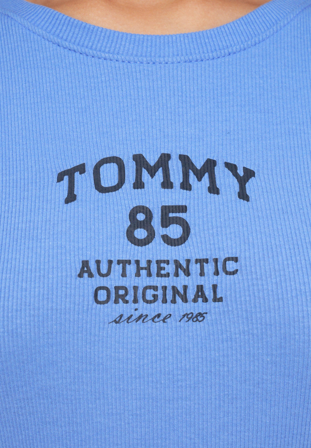 LOGO RIBBED SLIM T-SHIRT - Print T-shirt - light horizon blue