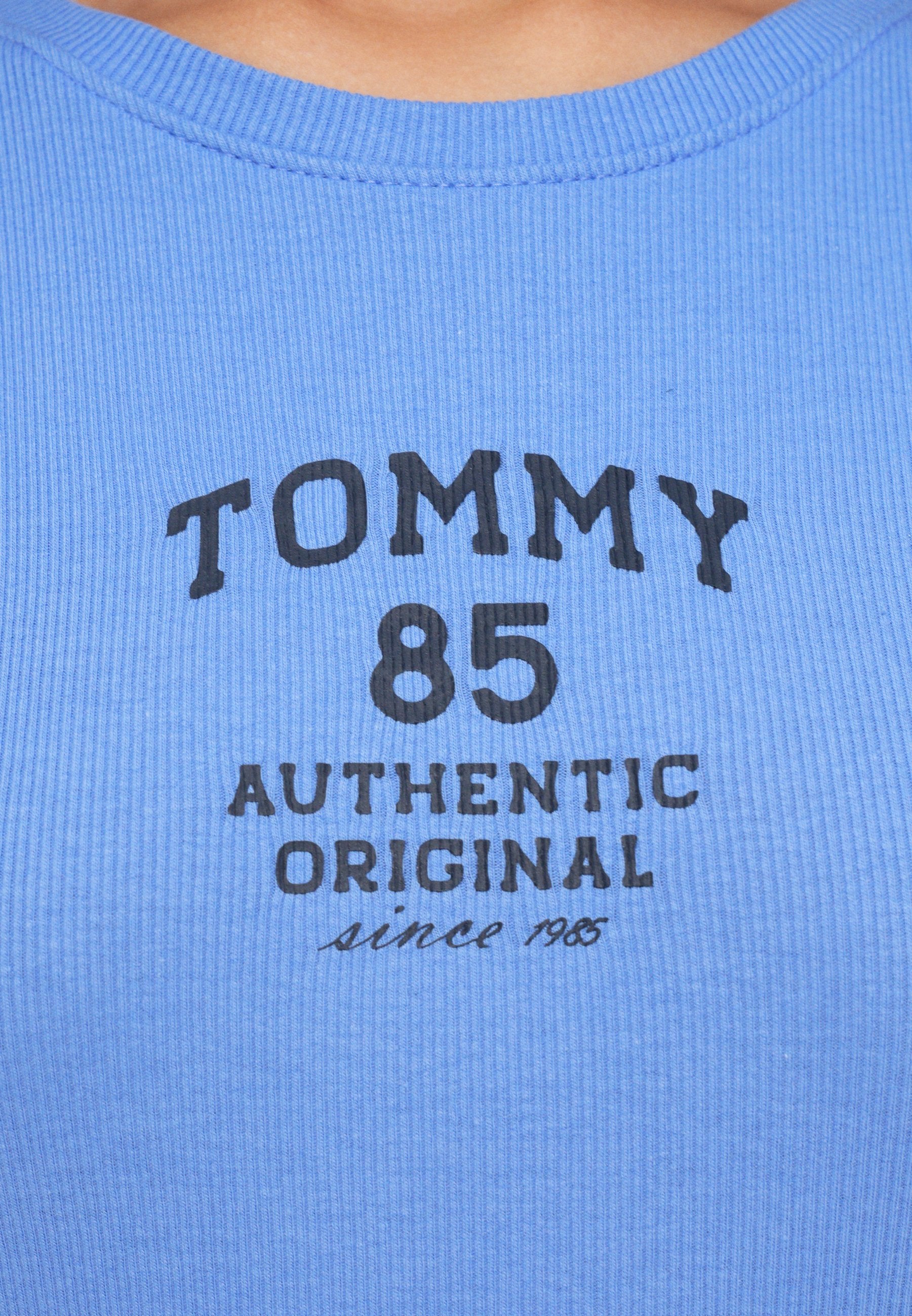 LOGO RIBBED SLIM T-SHIRT - Print T-shirt - light horizon blue