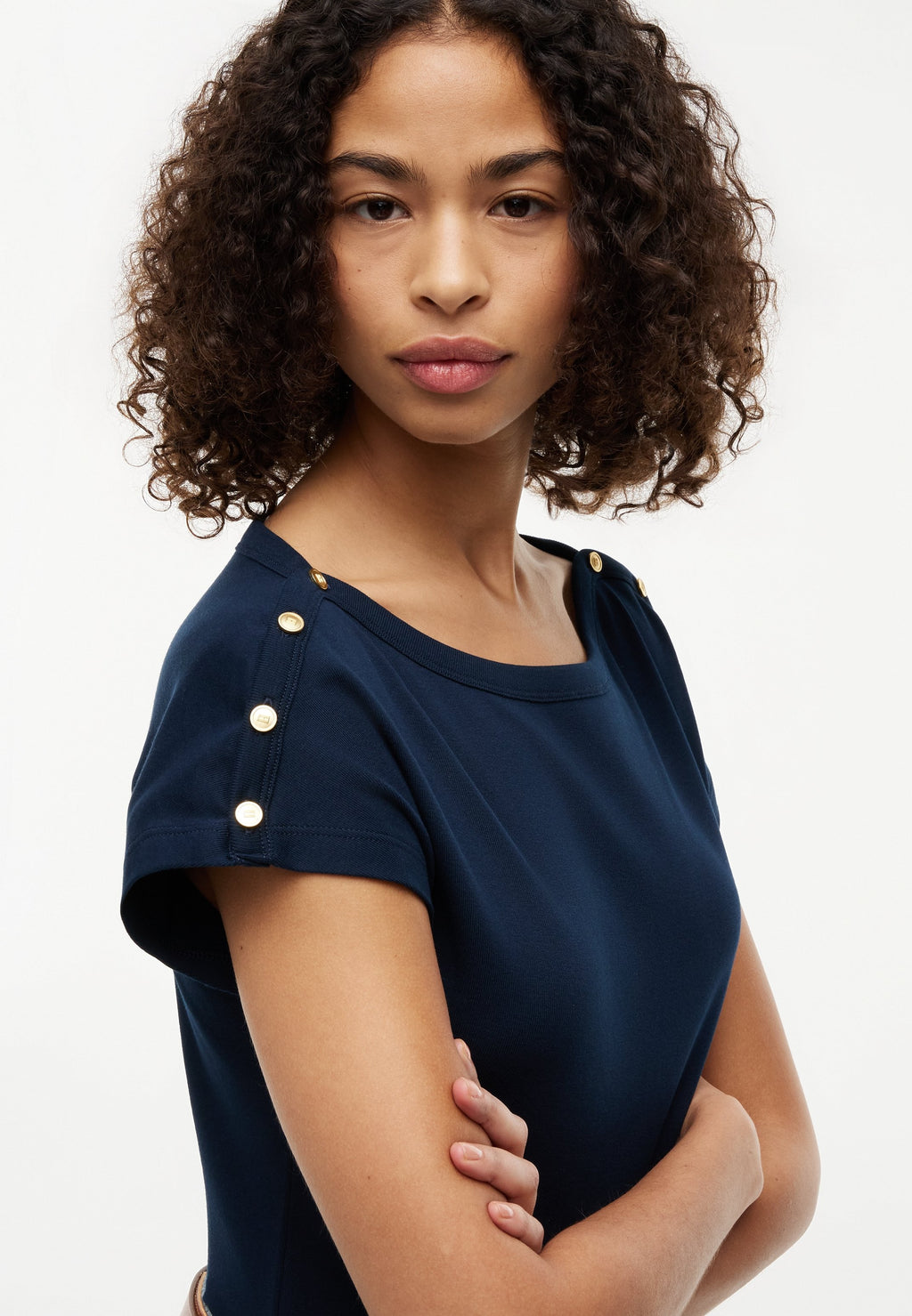 TEE COL BATEAU - T-shirt imprimé - bleu marine nuit