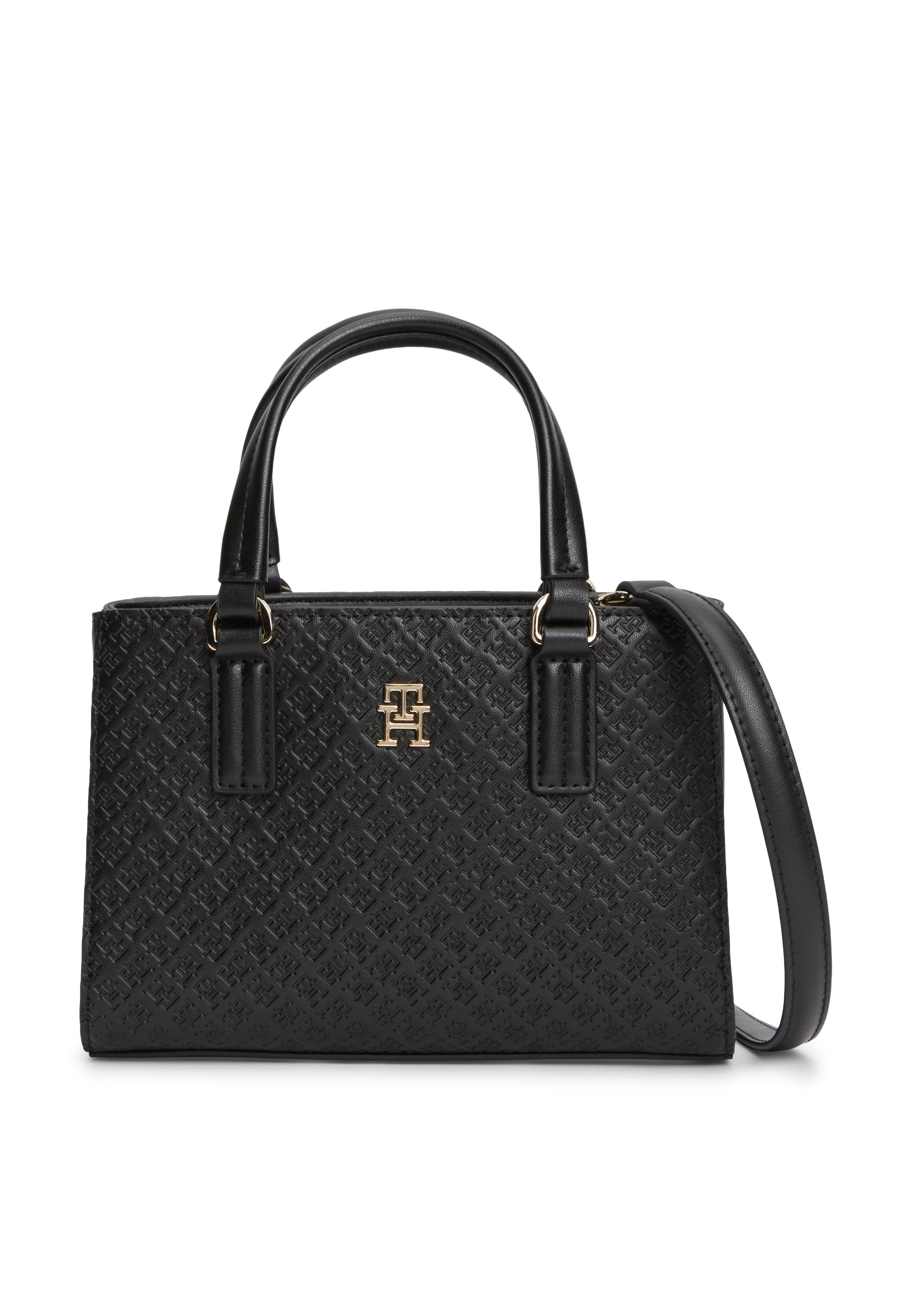 TH MONOGRAM CROSSBODY TOTE BAG - Handbag - black
